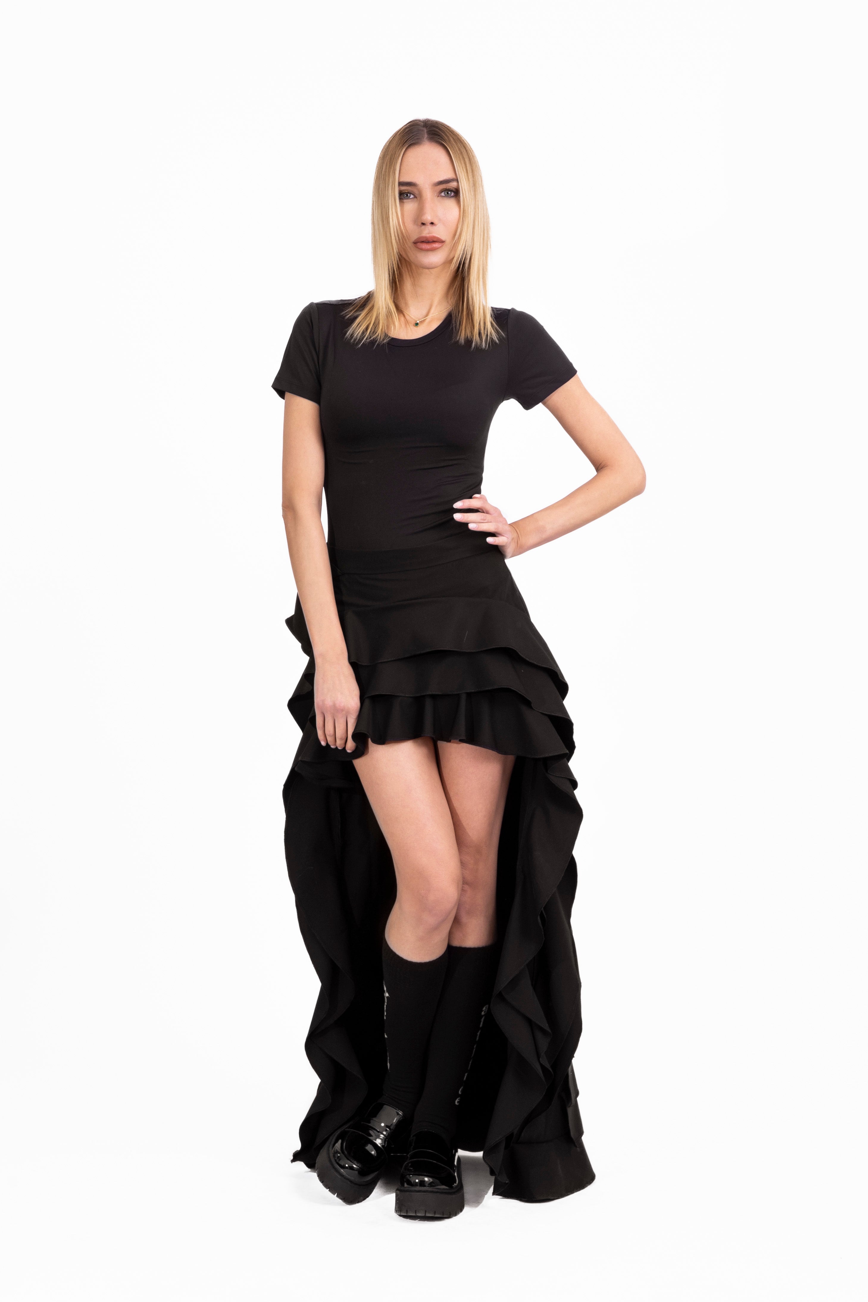 High Low Skirt In Black