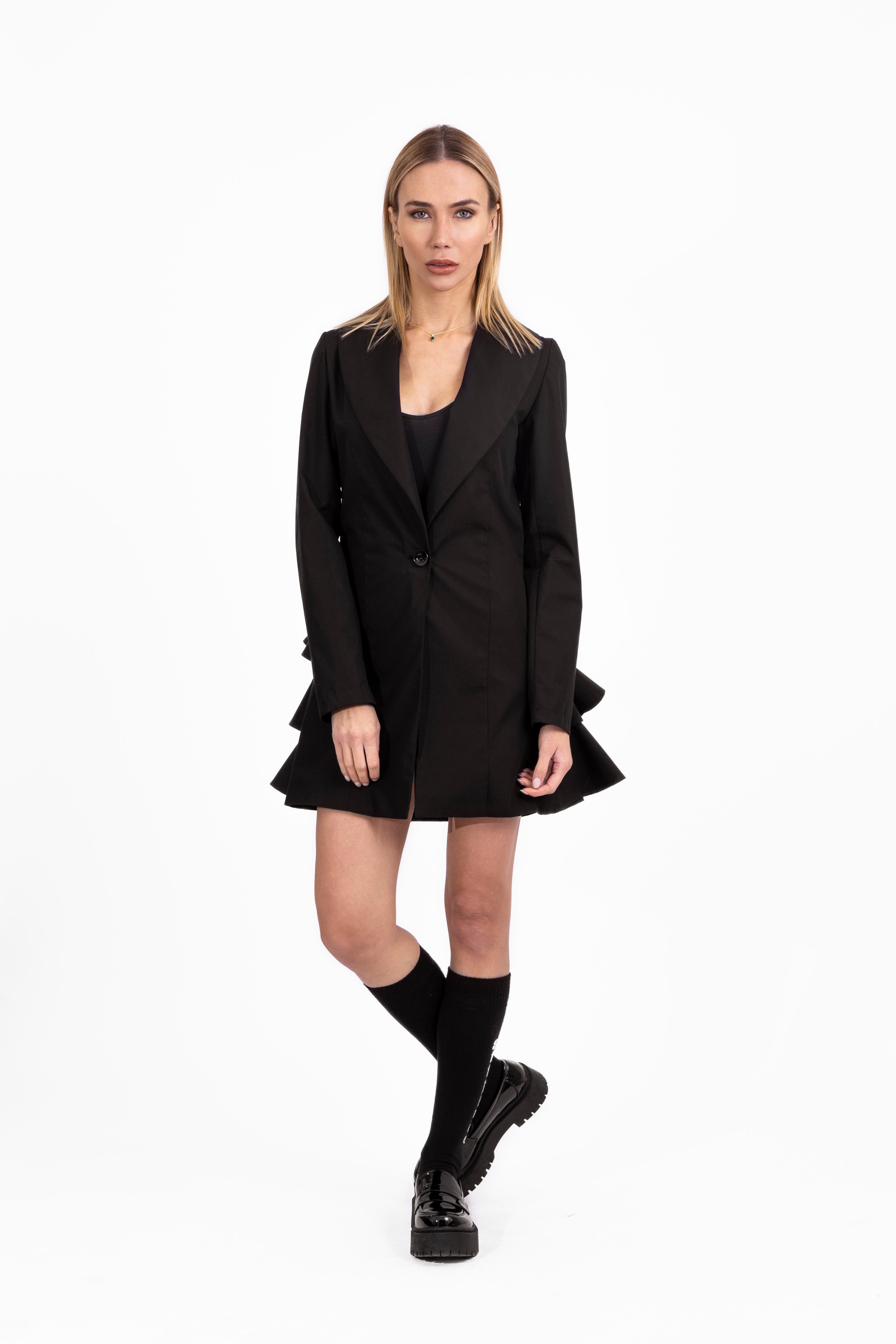 Ruffle Back Blazer