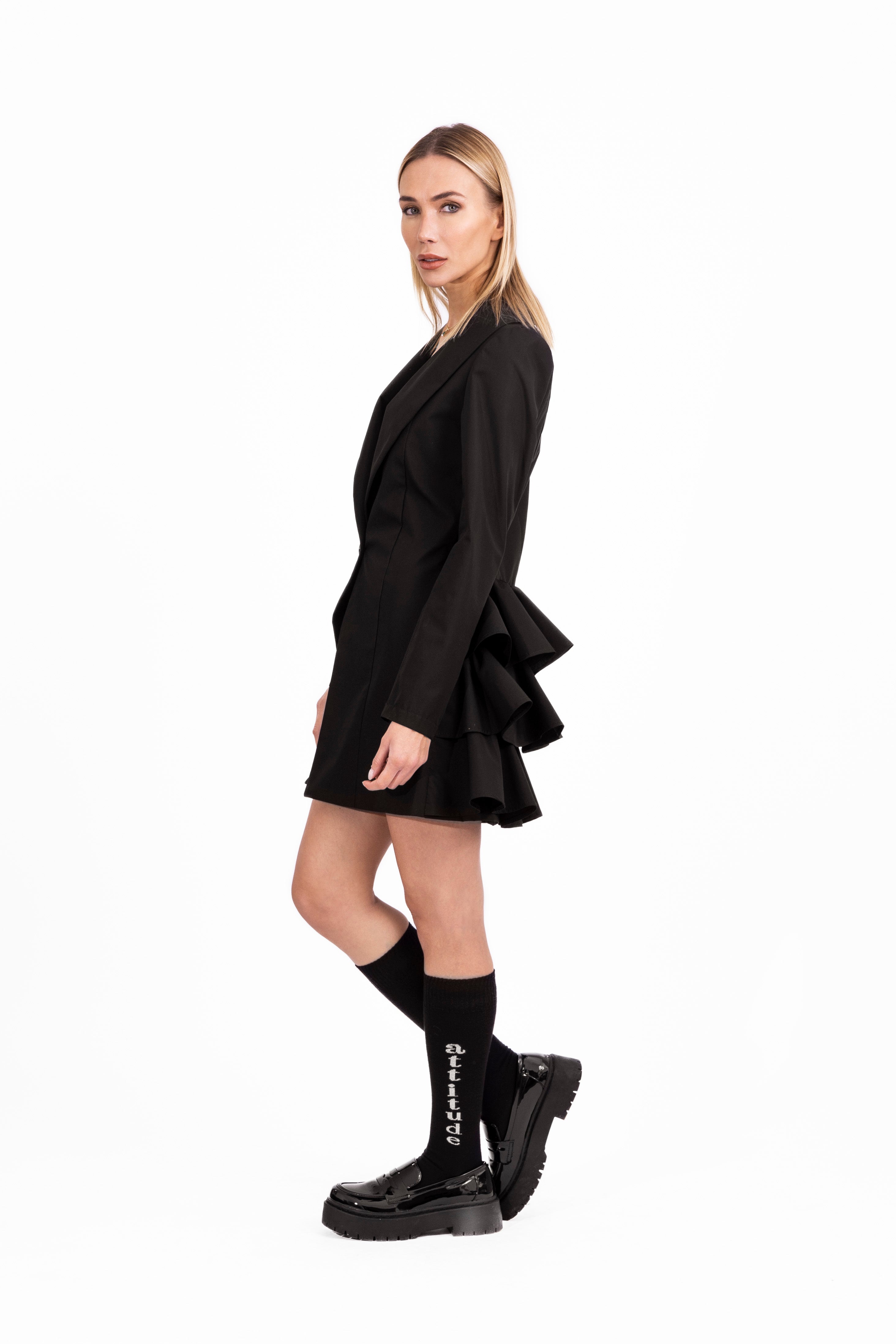 Ruffle Back Blazer