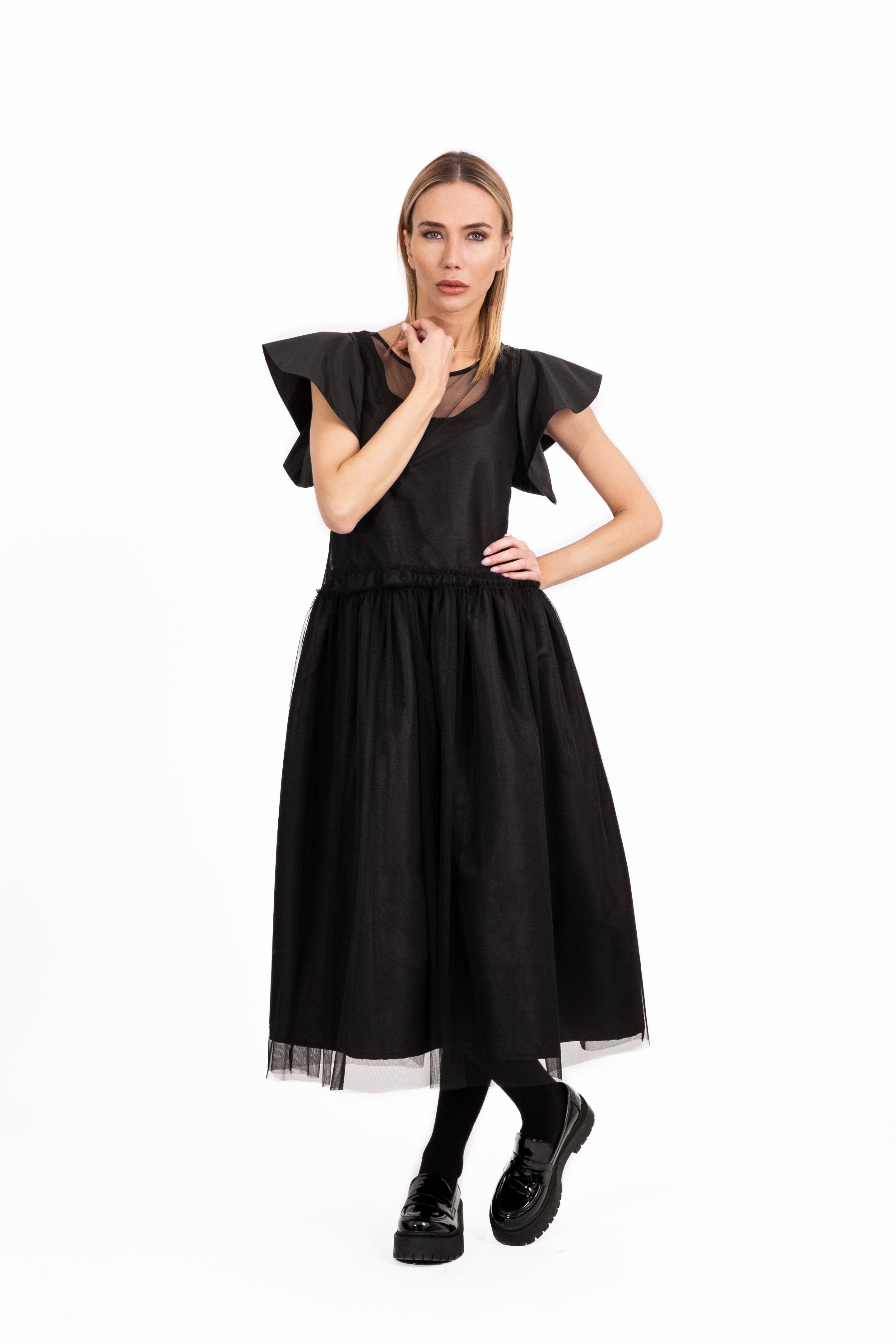 Classic Dress With Butterfly Sleeves