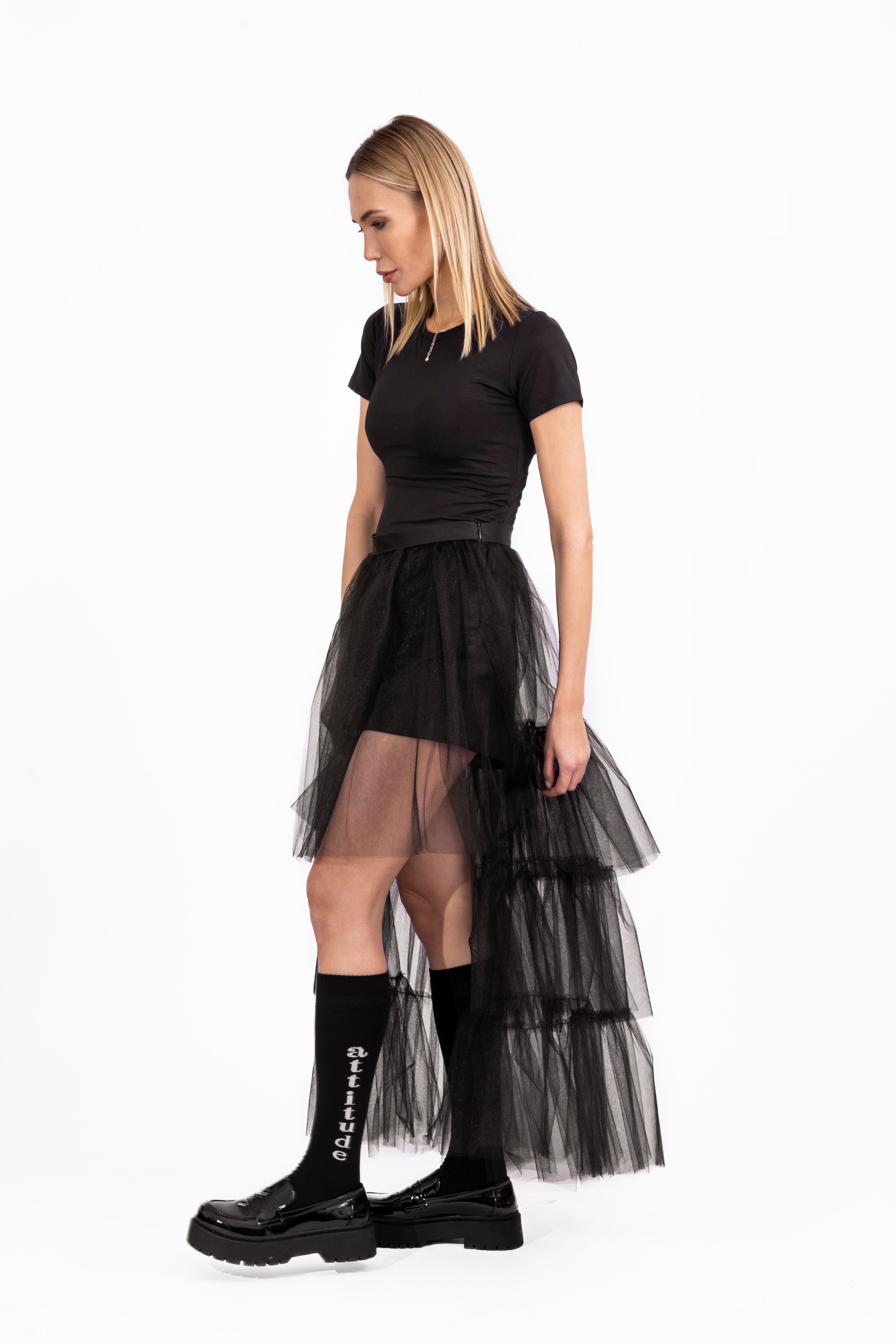 Cotton Shorts with Tulle Skirt