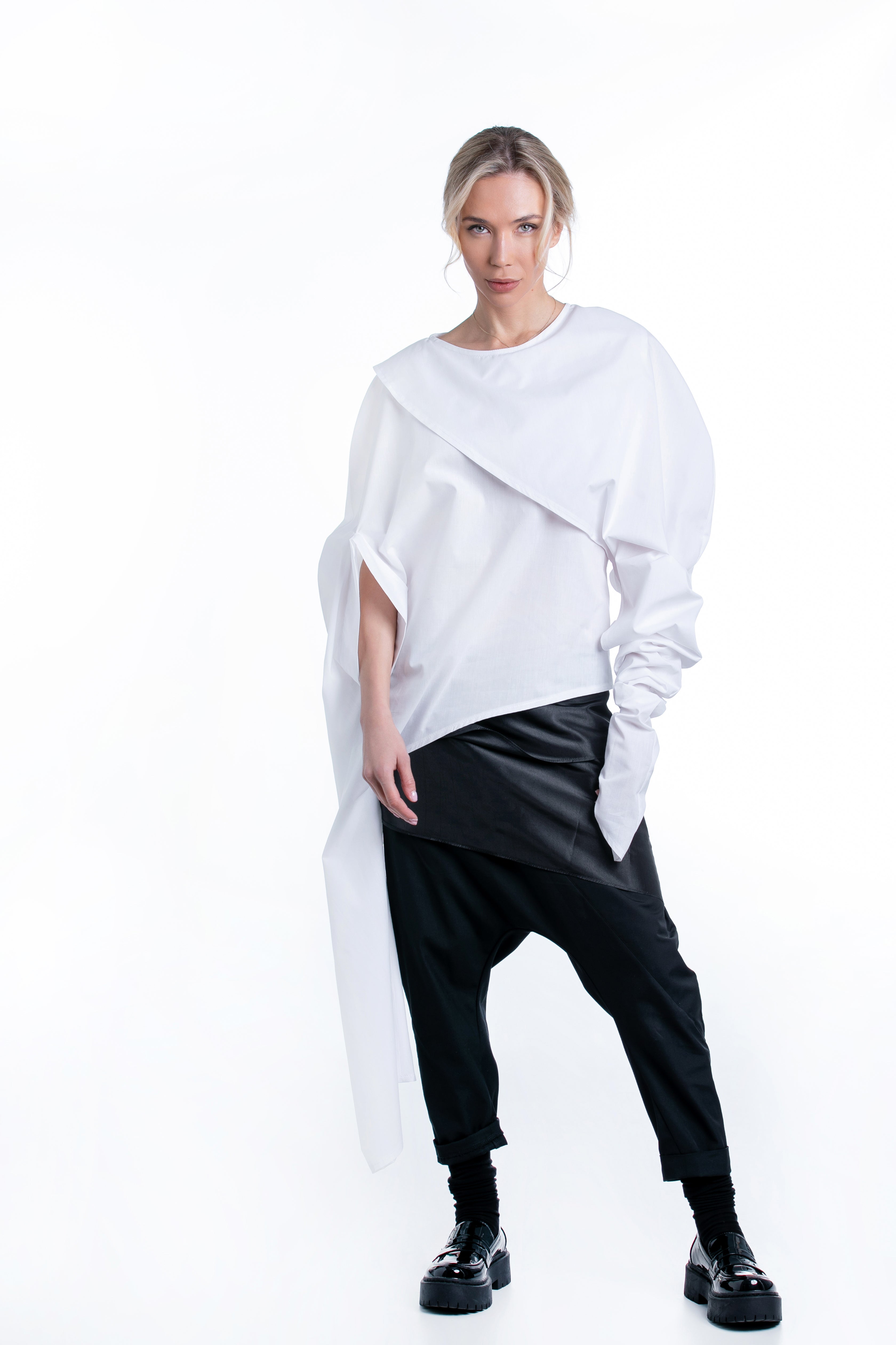 Cotton Shirt with Statement Sleeves