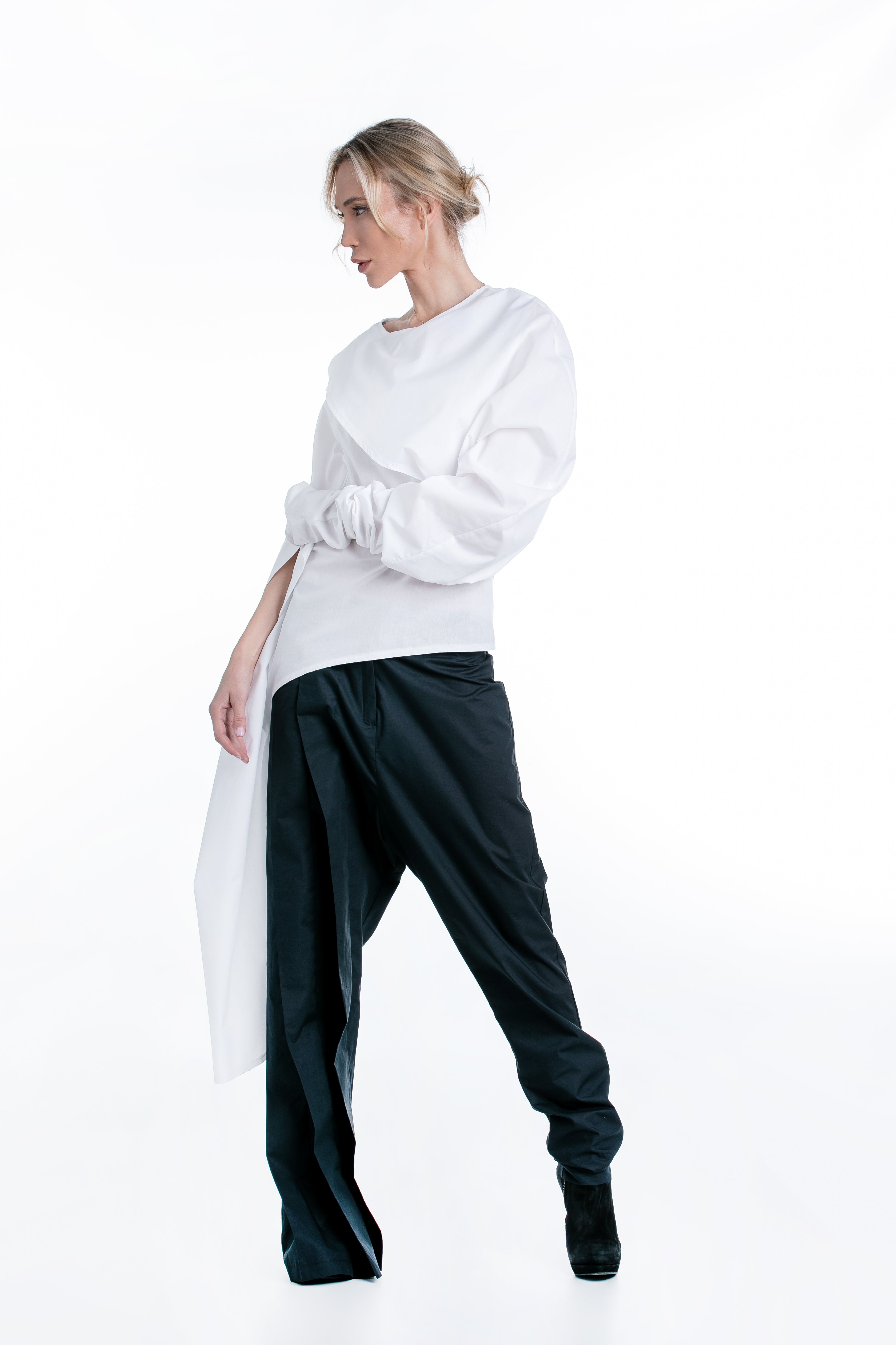 Asymmetric Pants with Low Waist