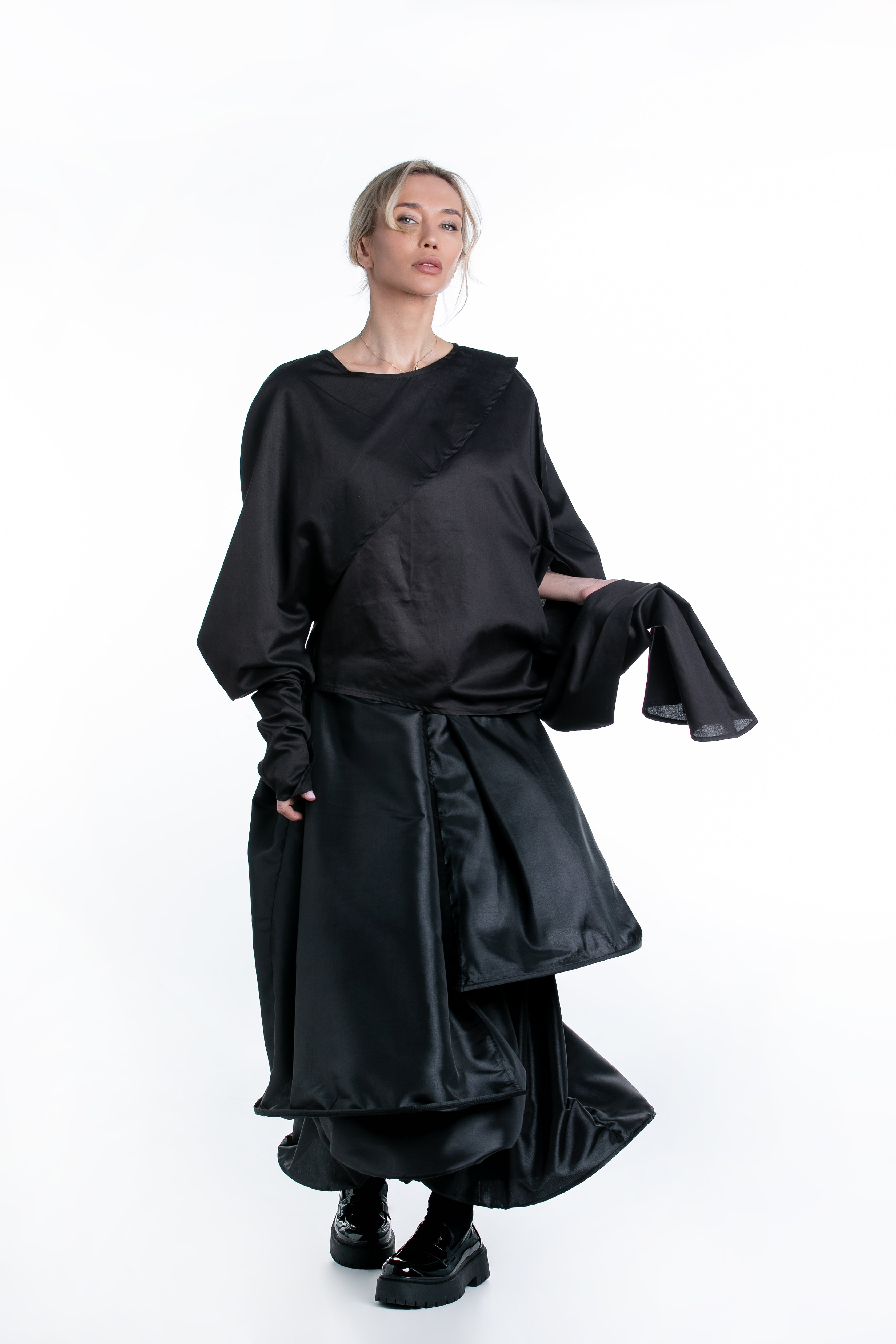Asymmetrical Shirt with Statement Sleeves