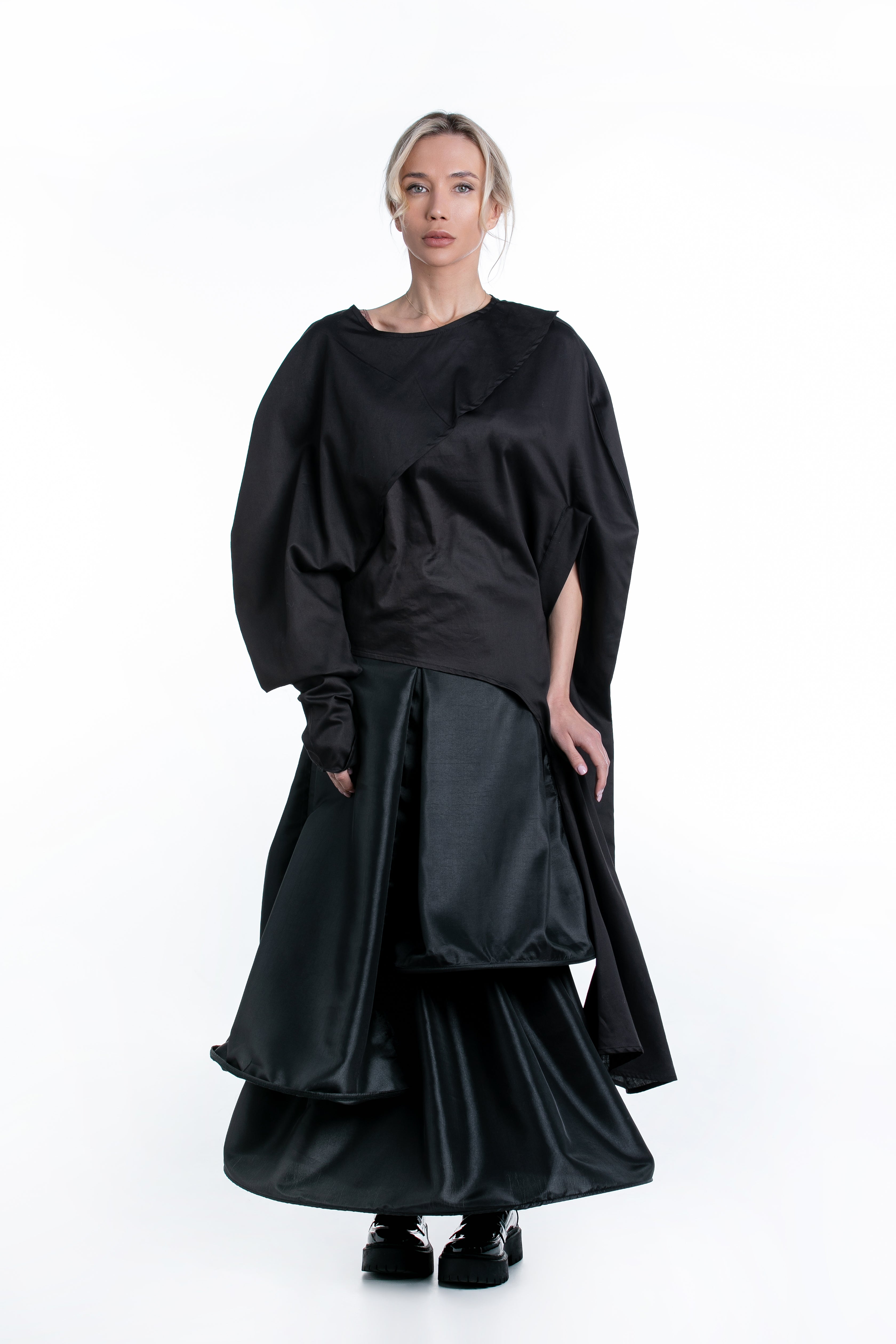Asymmetrical Shirt with Statement Sleeves