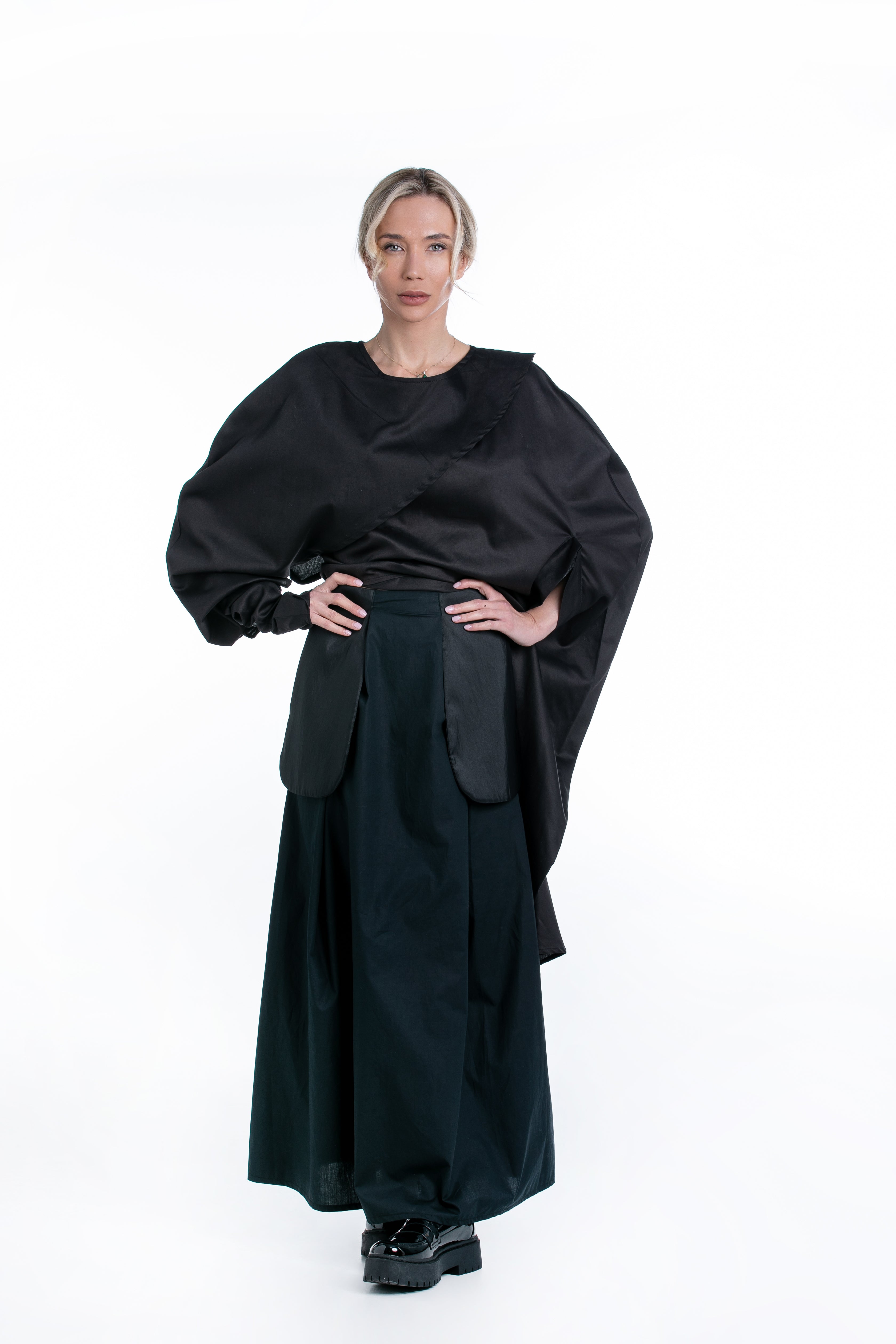 Asymmetrical Shirt with Statement Sleeves