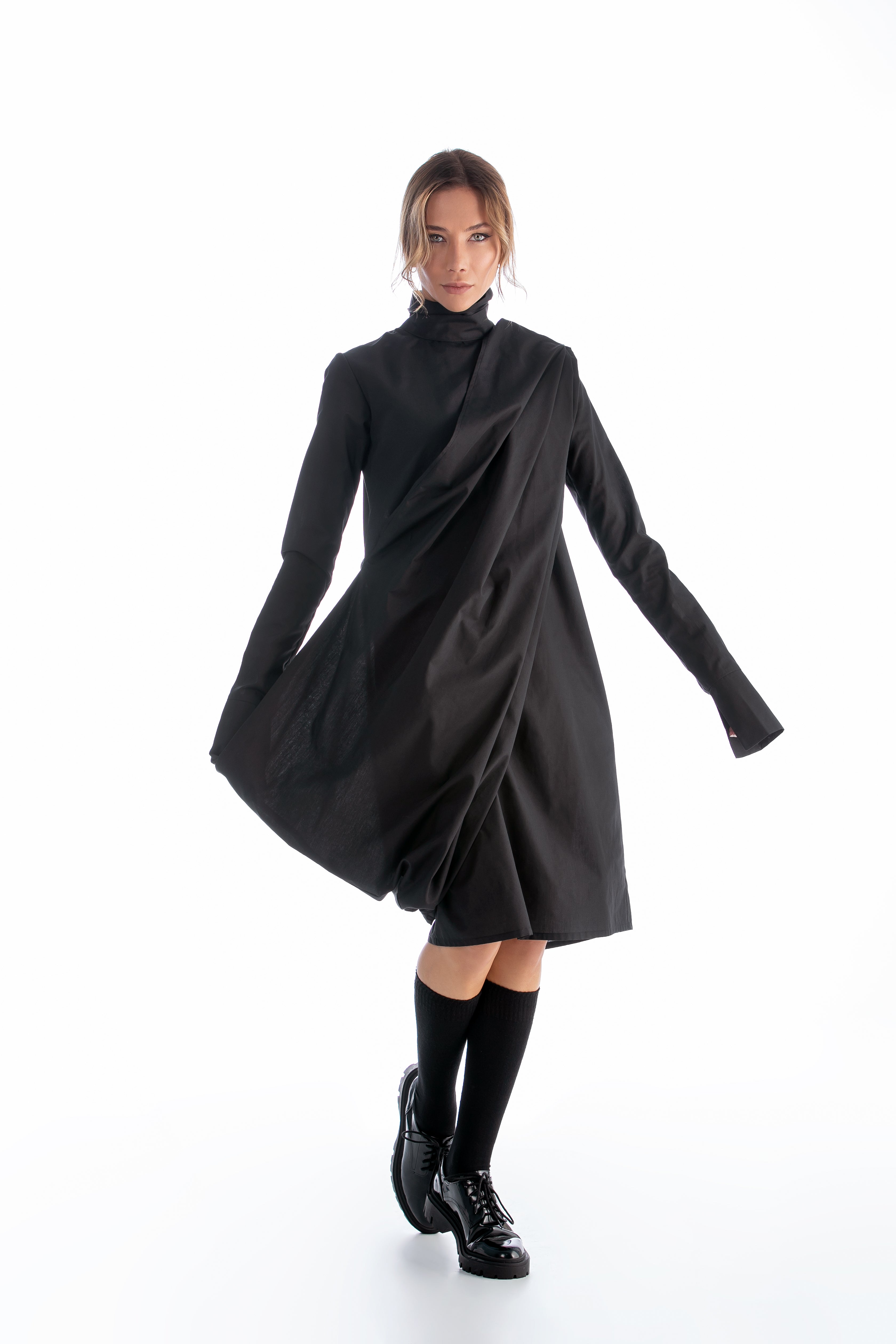 Longsleeve Turtleneck Dress in Black