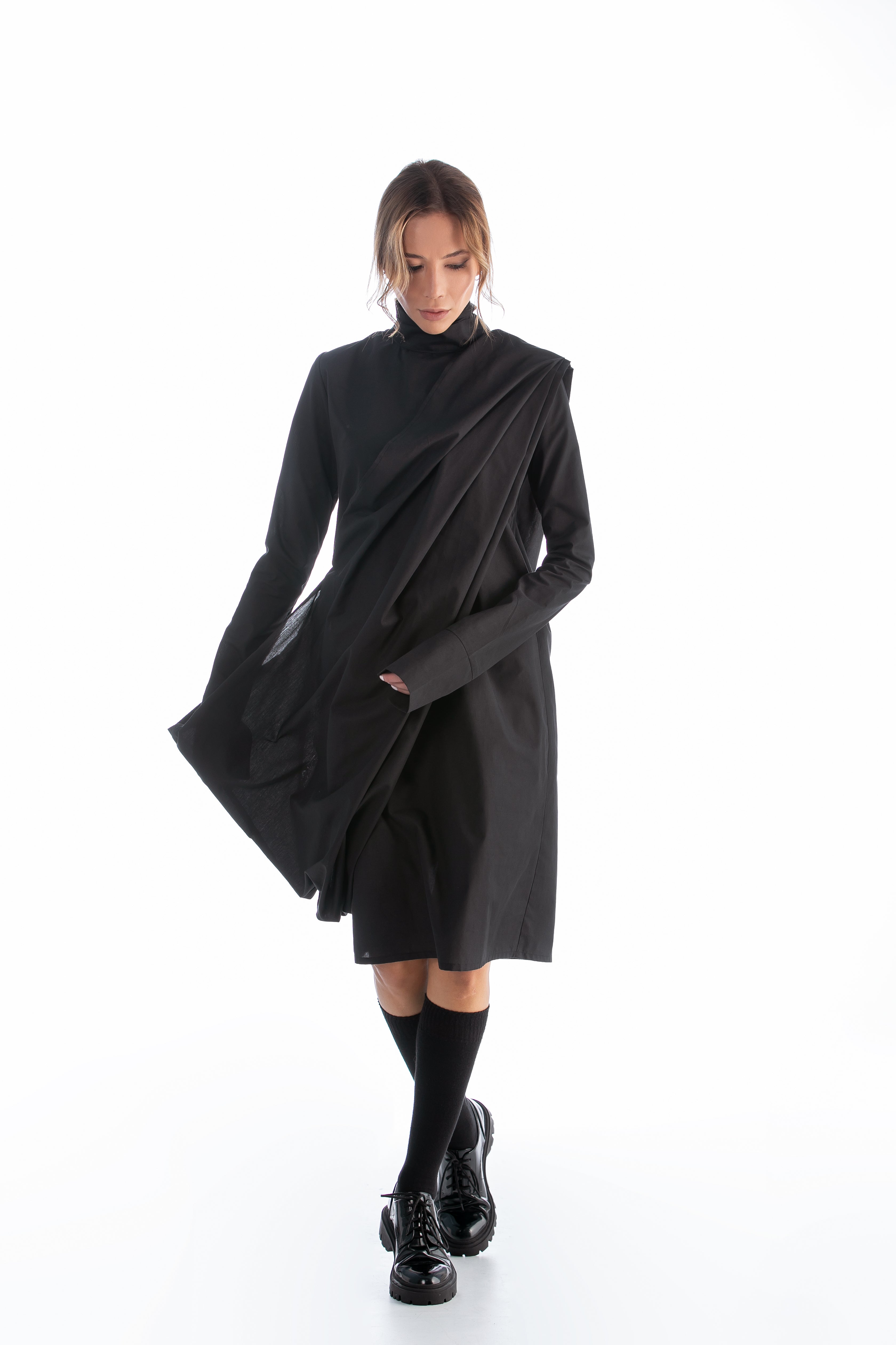 Longsleeve Turtleneck Dress in Black