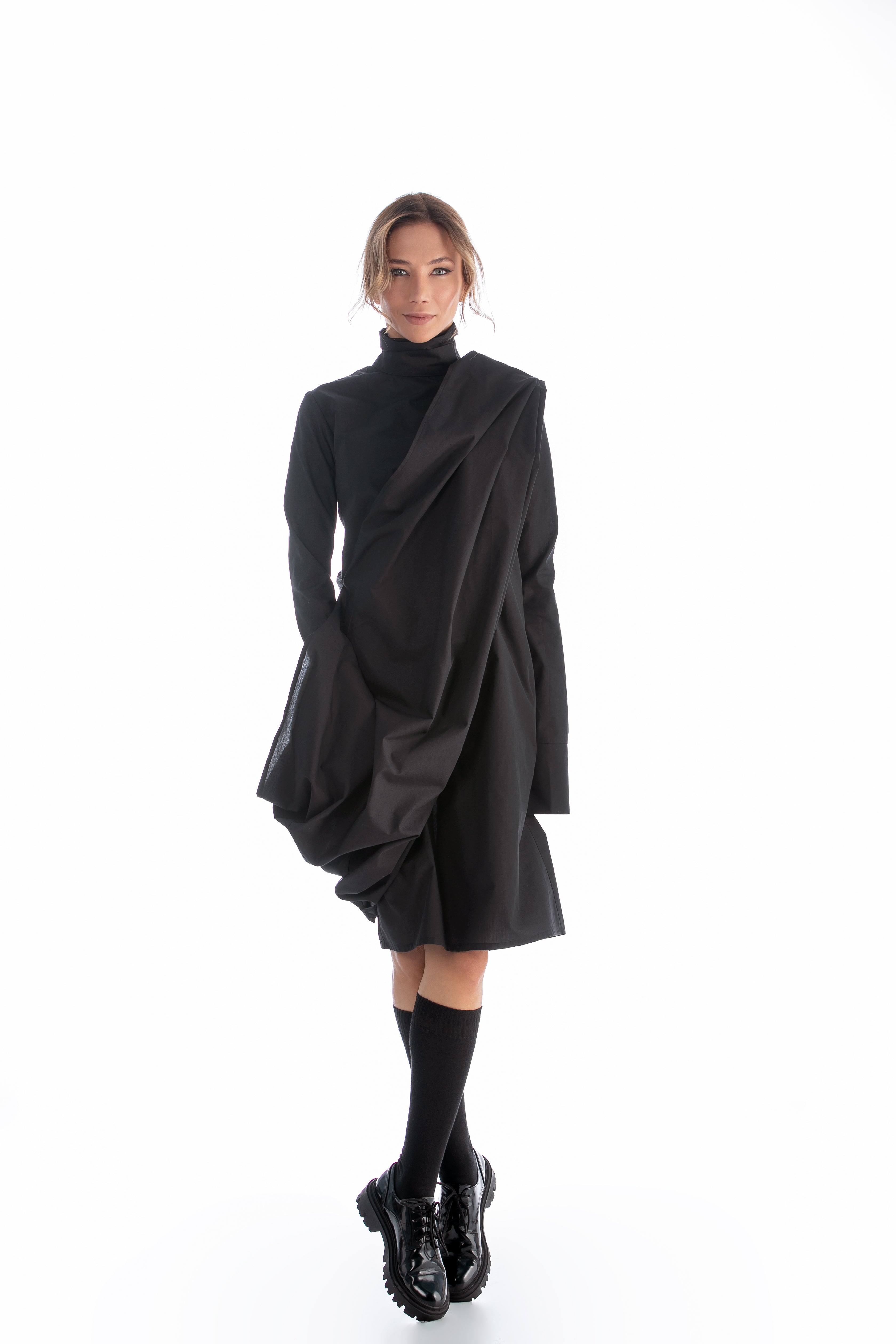 Longsleeve Turtleneck Dress in Black