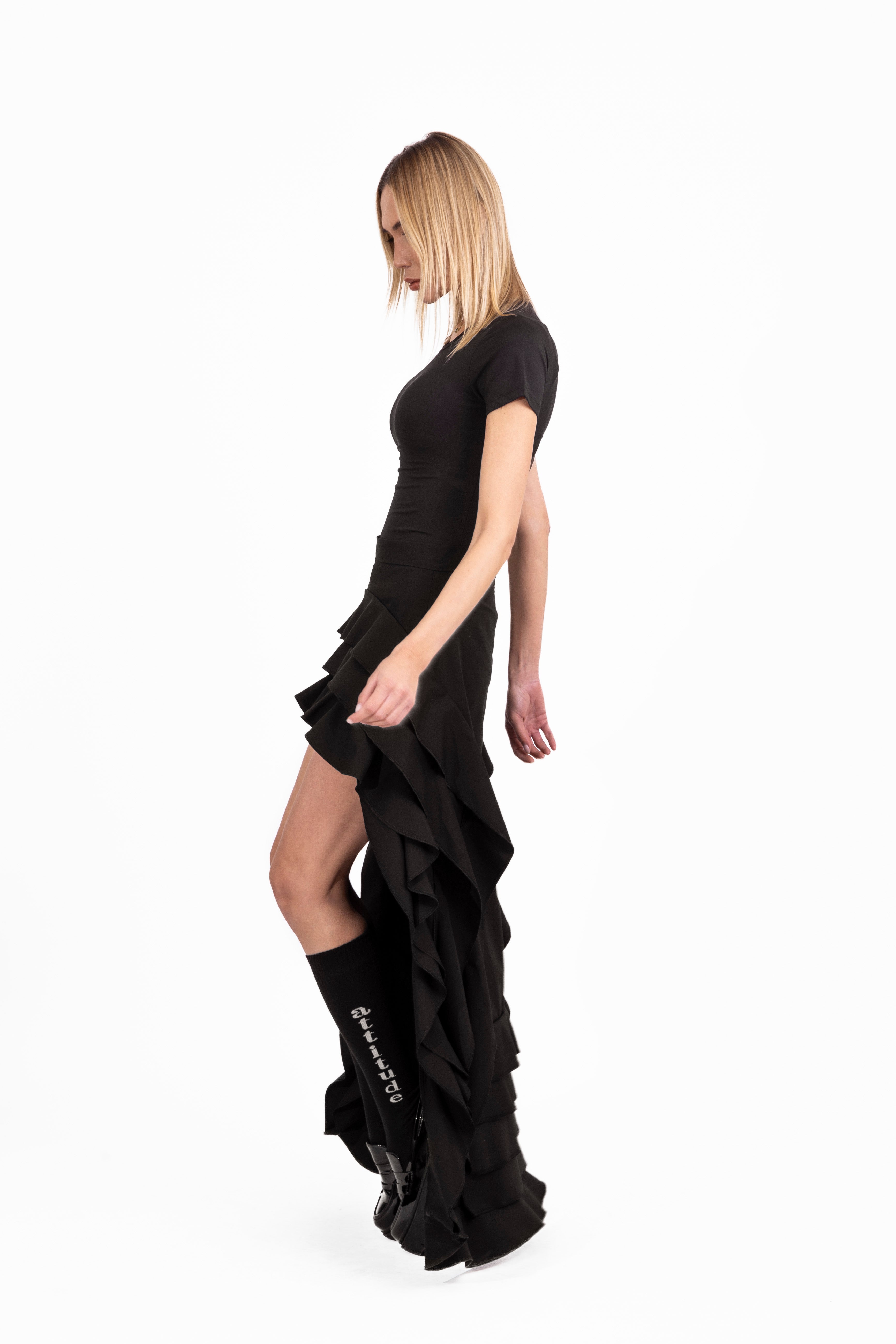 High Low Skirt In Black