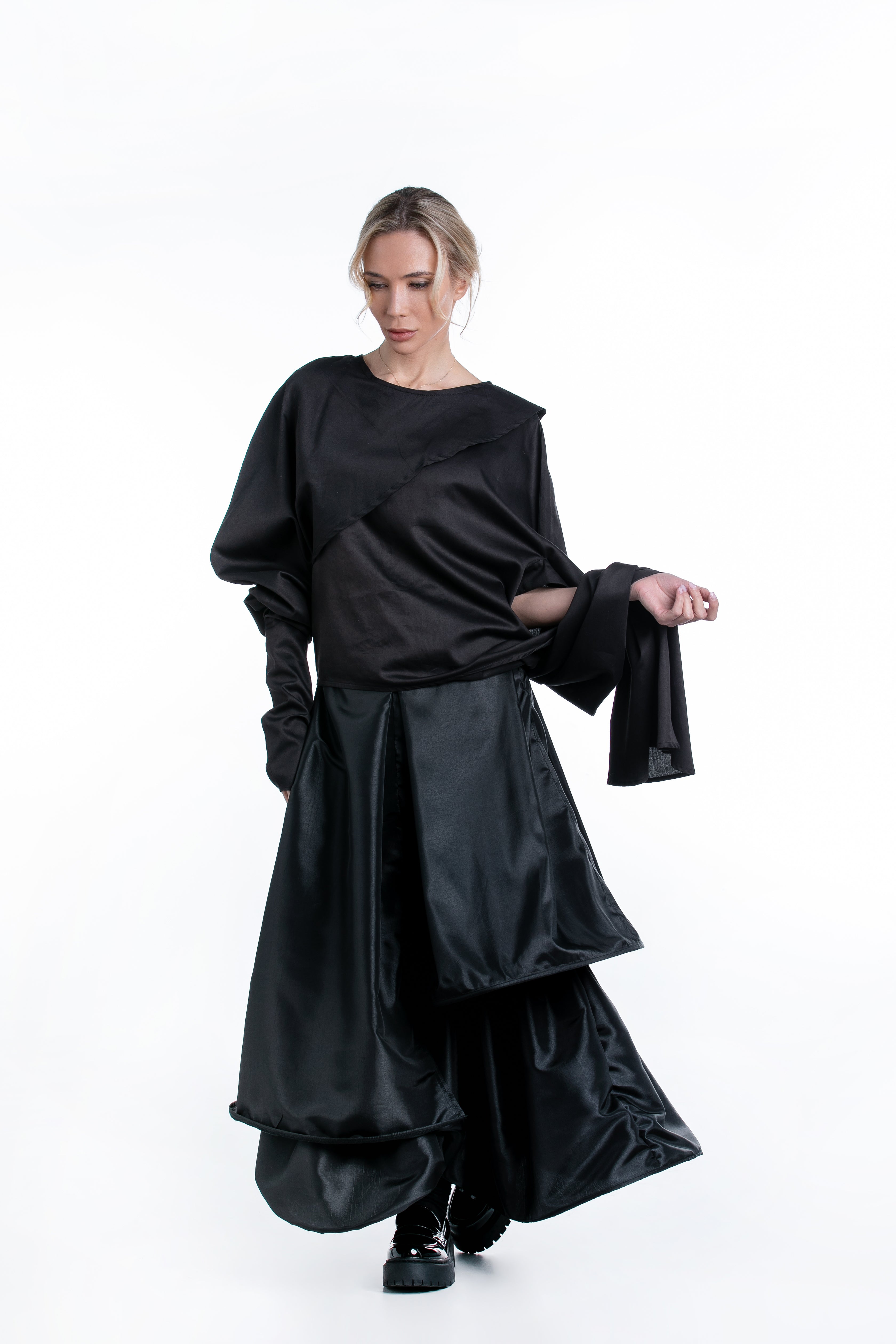 Asymmetrical Shirt with Statement Sleeves