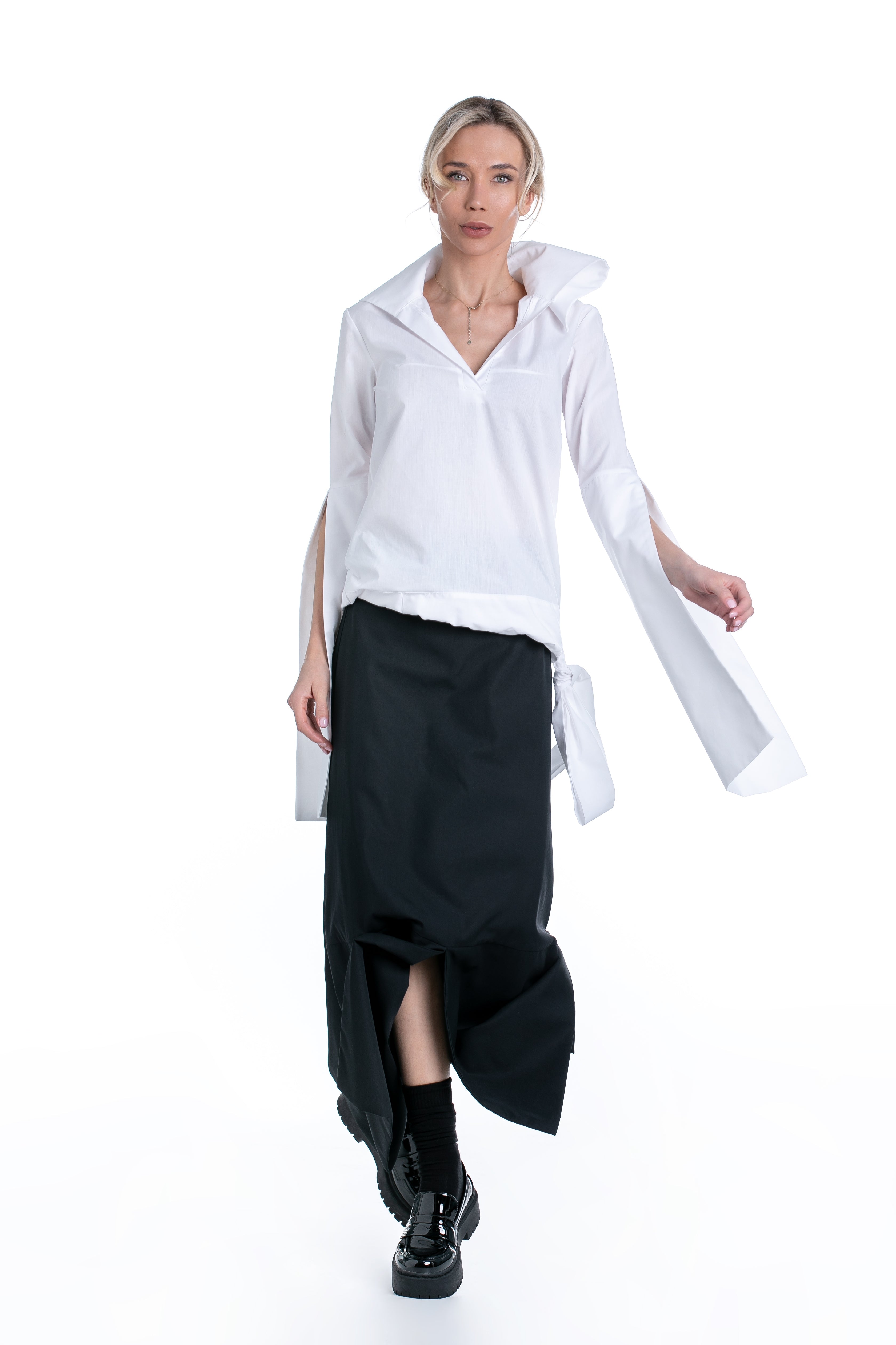 Black Maxi Skirt with Front Slit