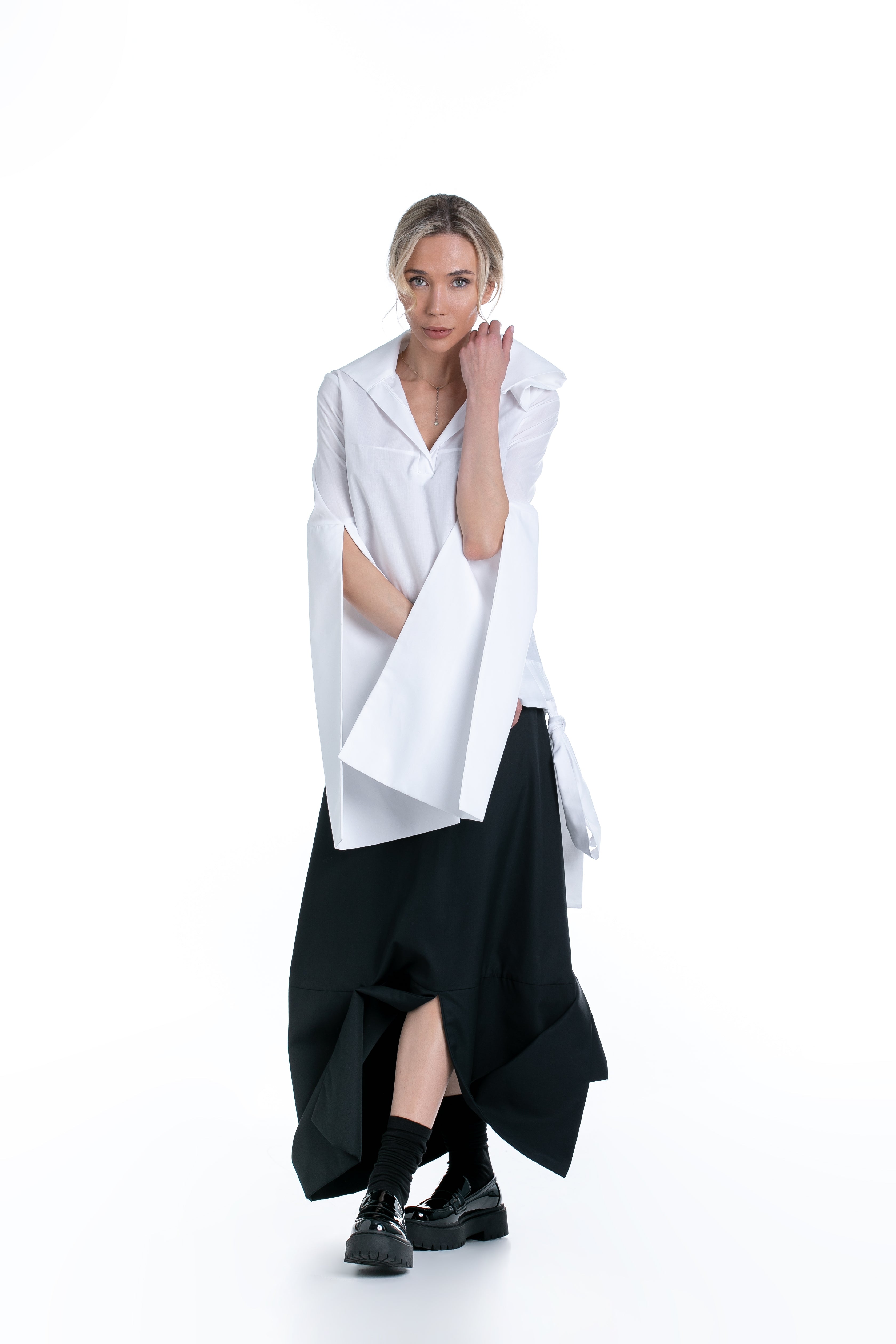 Black Maxi Skirt with Front Slit