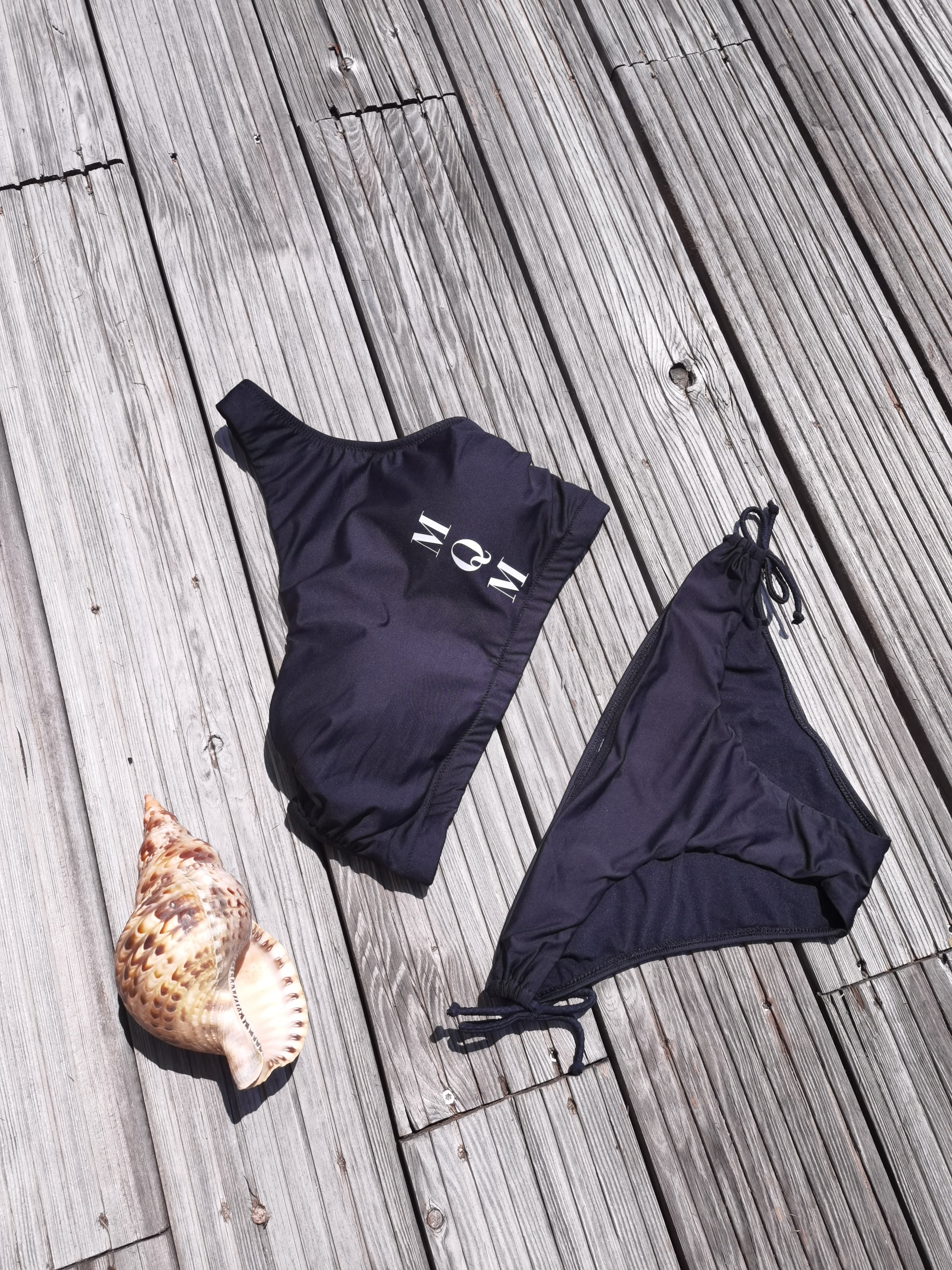One Shoulder Swim Top and Low Waist Bikinis