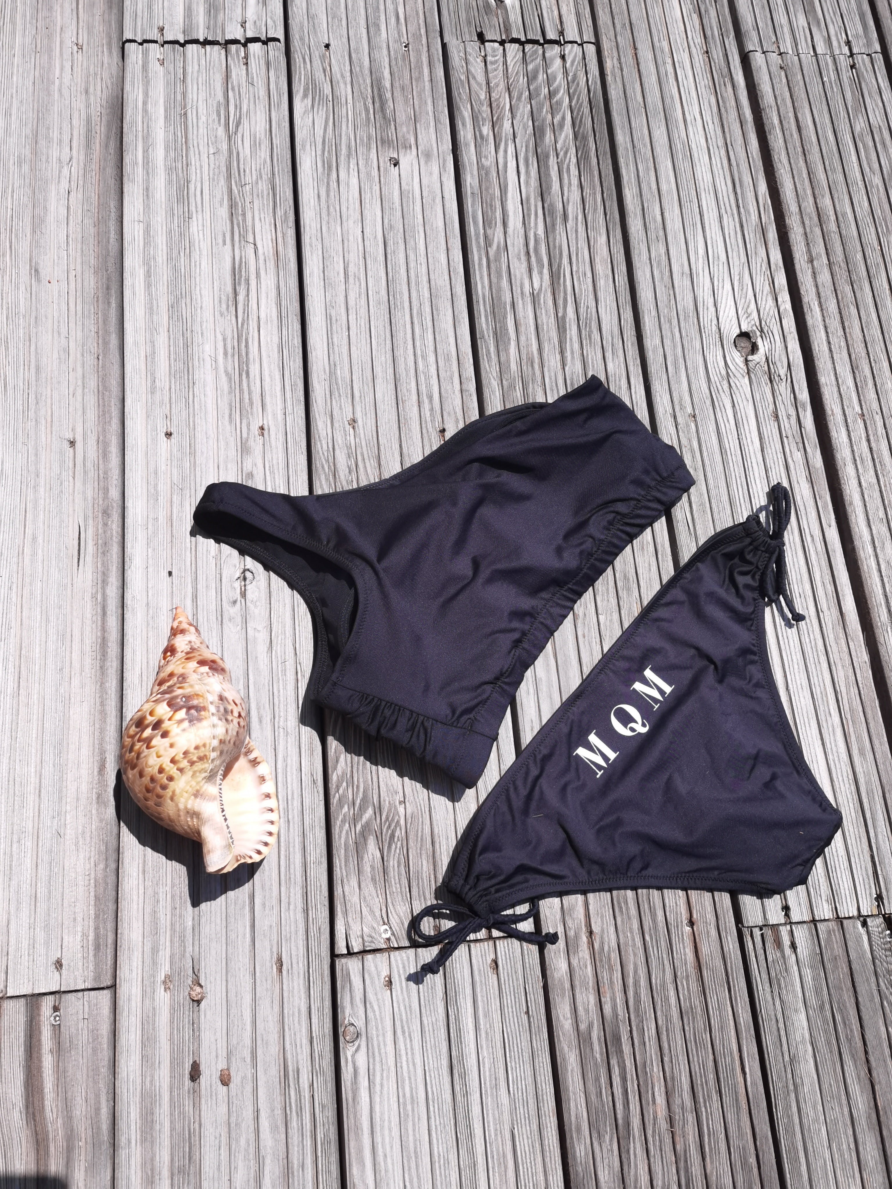 One Shoulder Swim Top and Low Waist Bikinis
