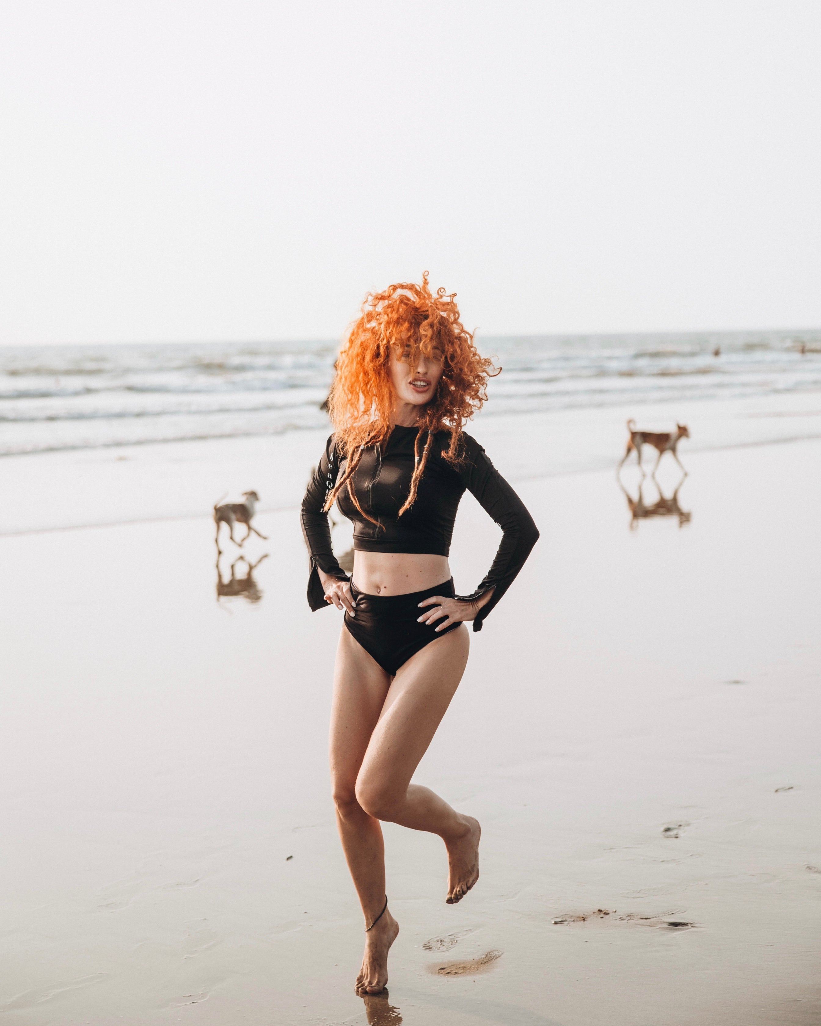 Long Sleeve Swim Top and Bikinis Set