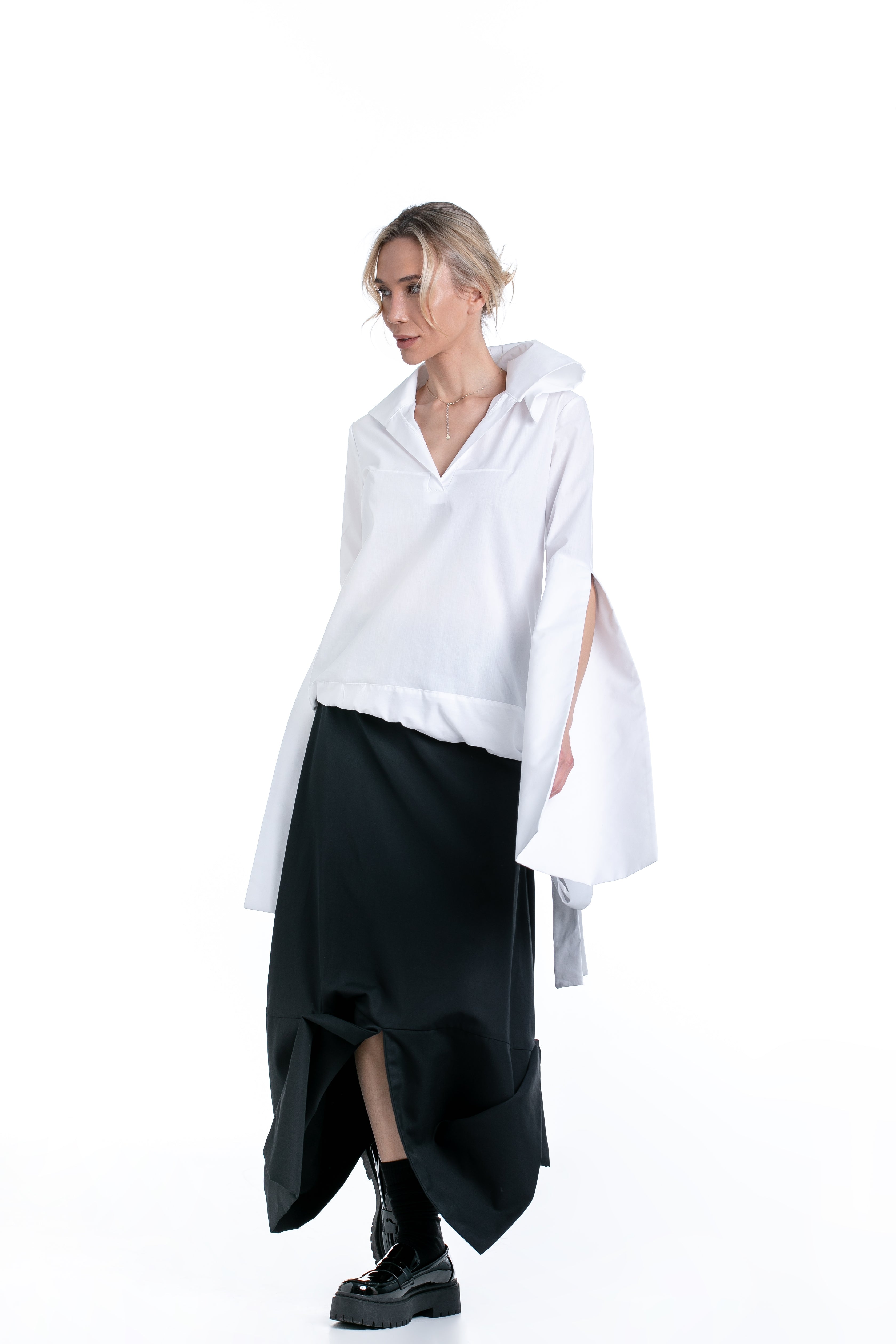 Black Maxi Skirt with Front Slit