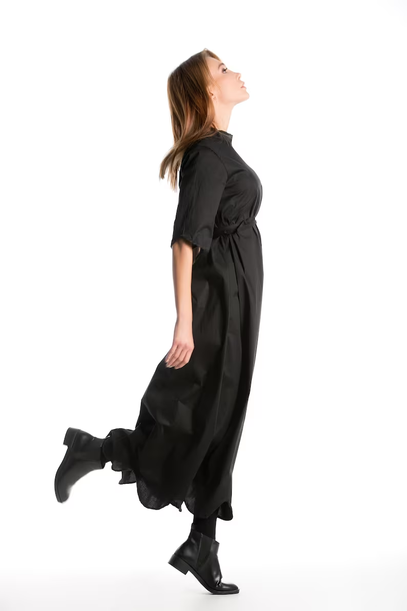 Short Sleeve Black Dress