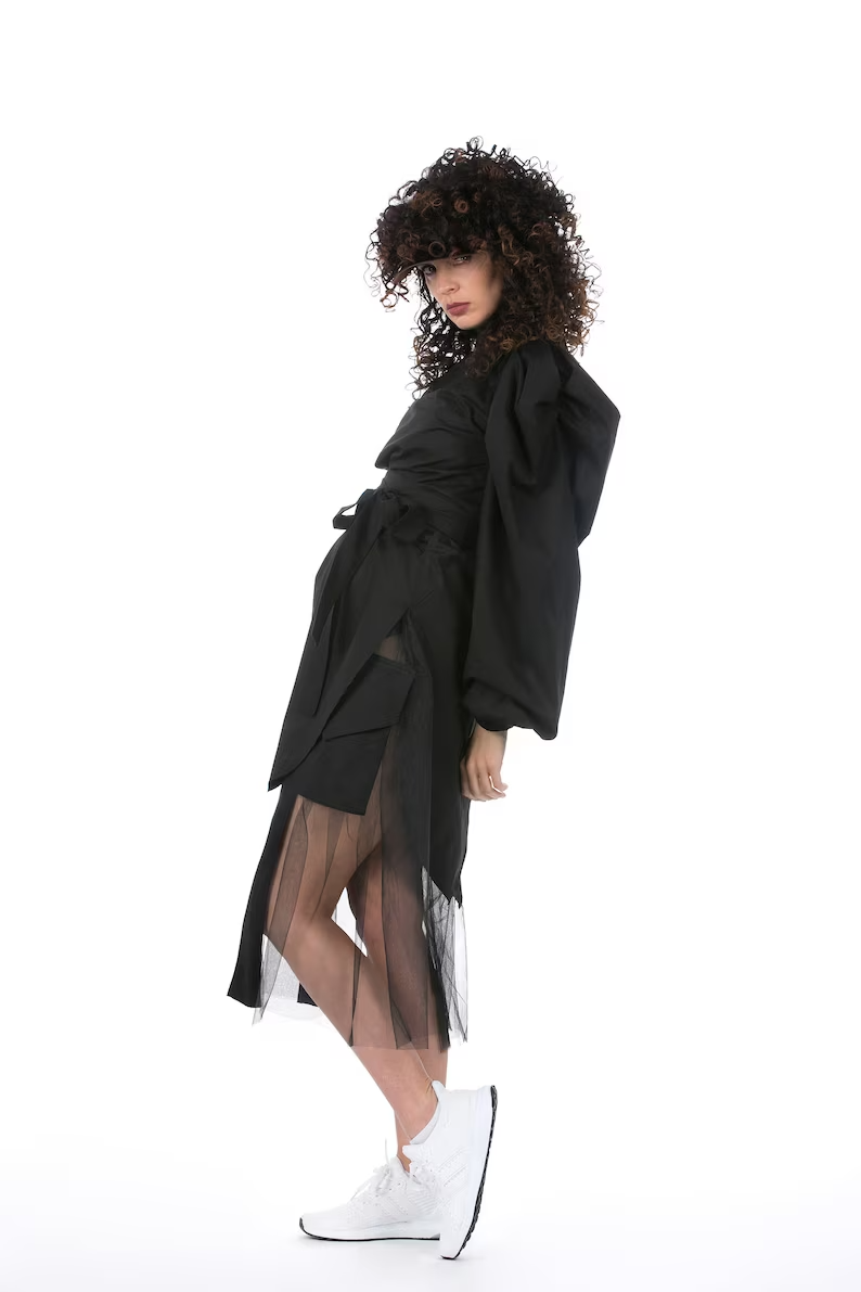 Puff Sleeves Black Top
