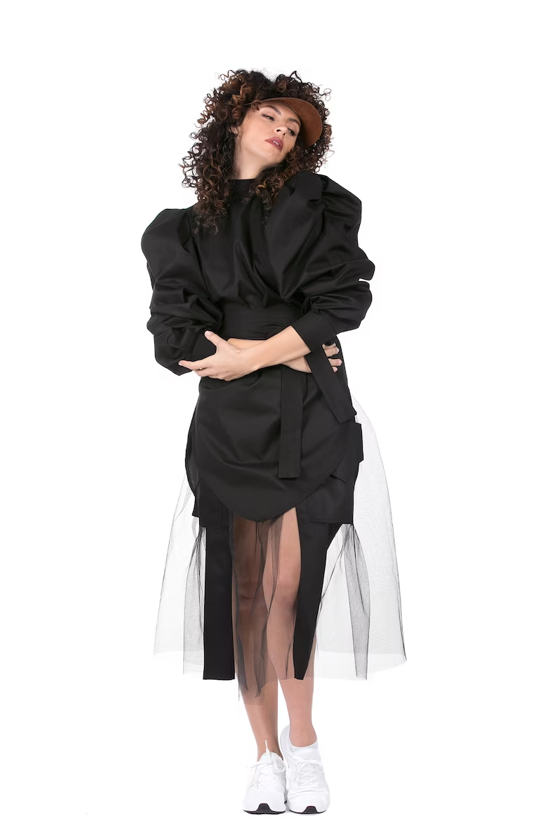 Puff Sleeves Black Top
