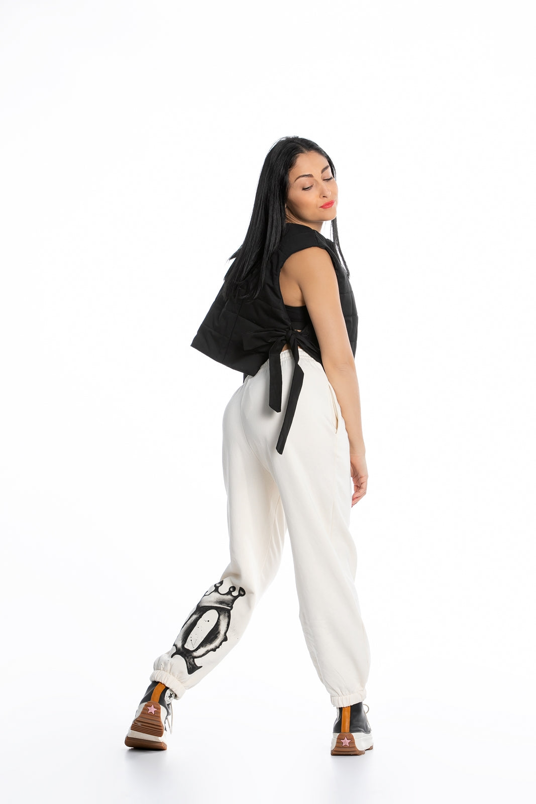 White Pants with MariaQueenMaria Logo