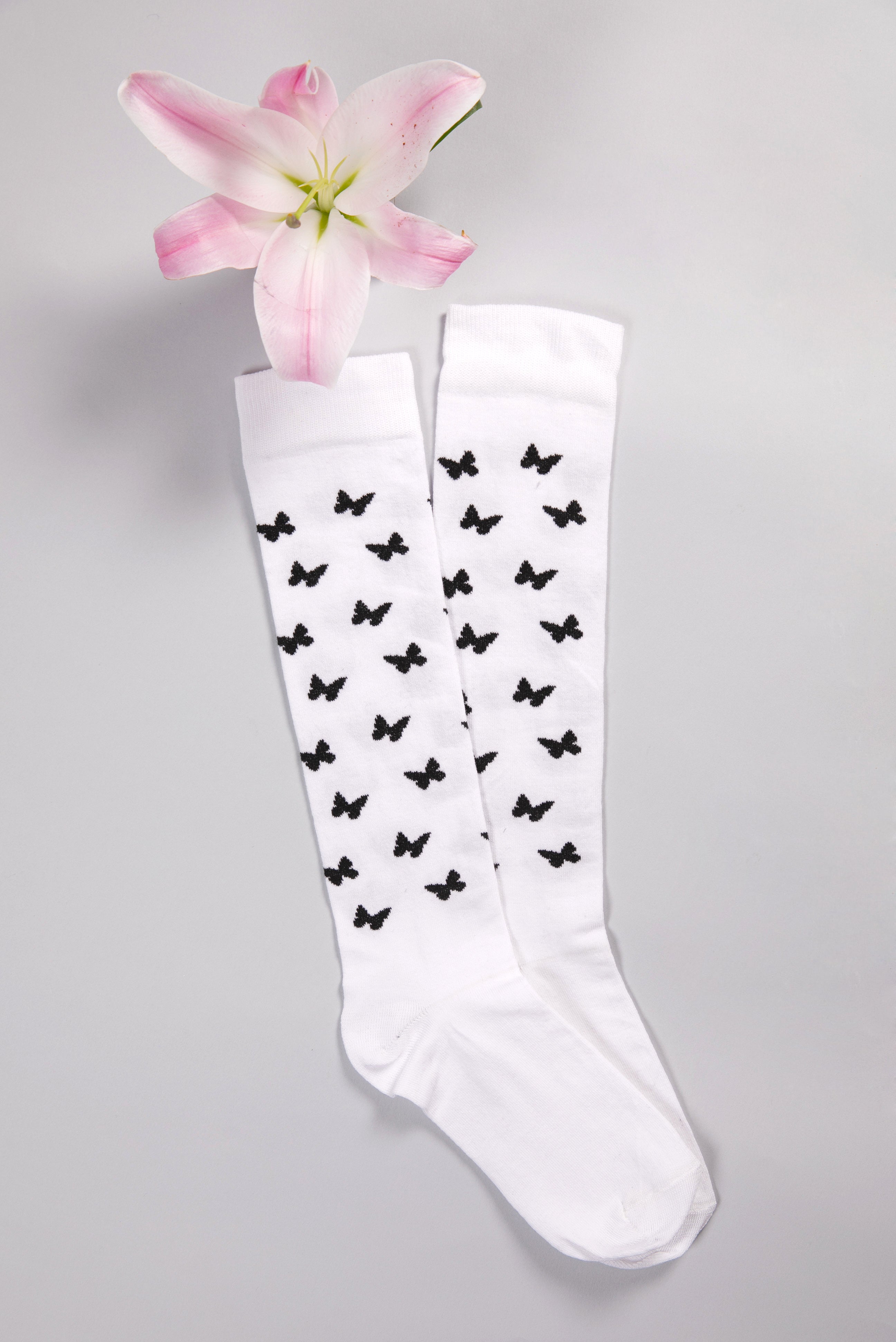 White Butterfly Socks