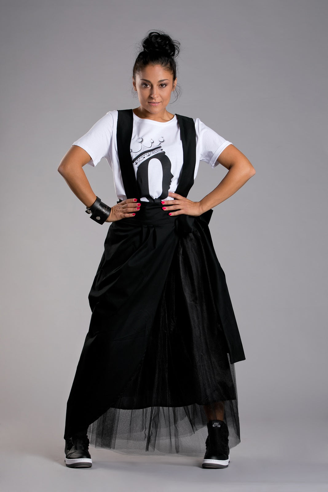 Black Maxi Skirt with Suspenders