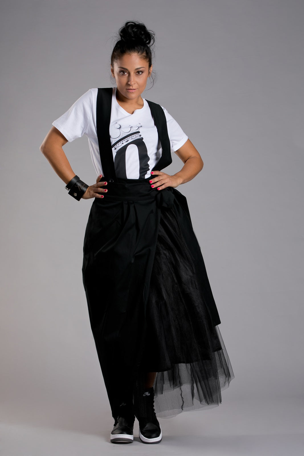 Black Maxi Skirt with Suspenders