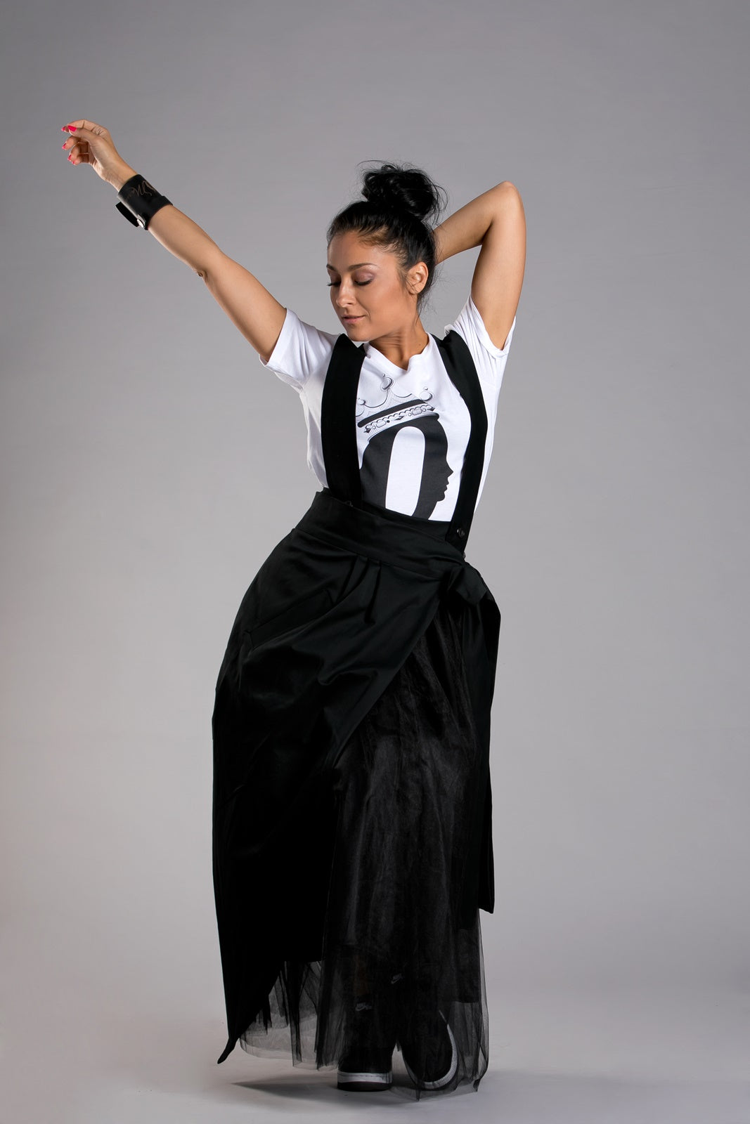 Black Maxi Skirt with Suspenders