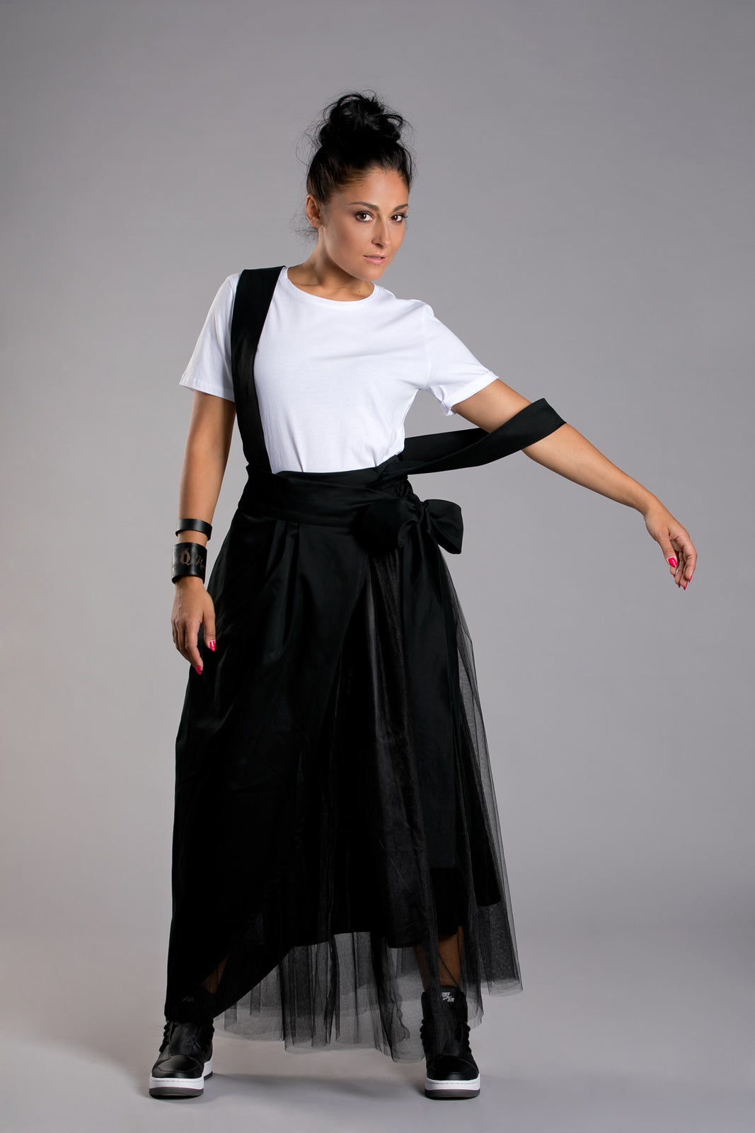 Black Maxi Skirt with Suspenders