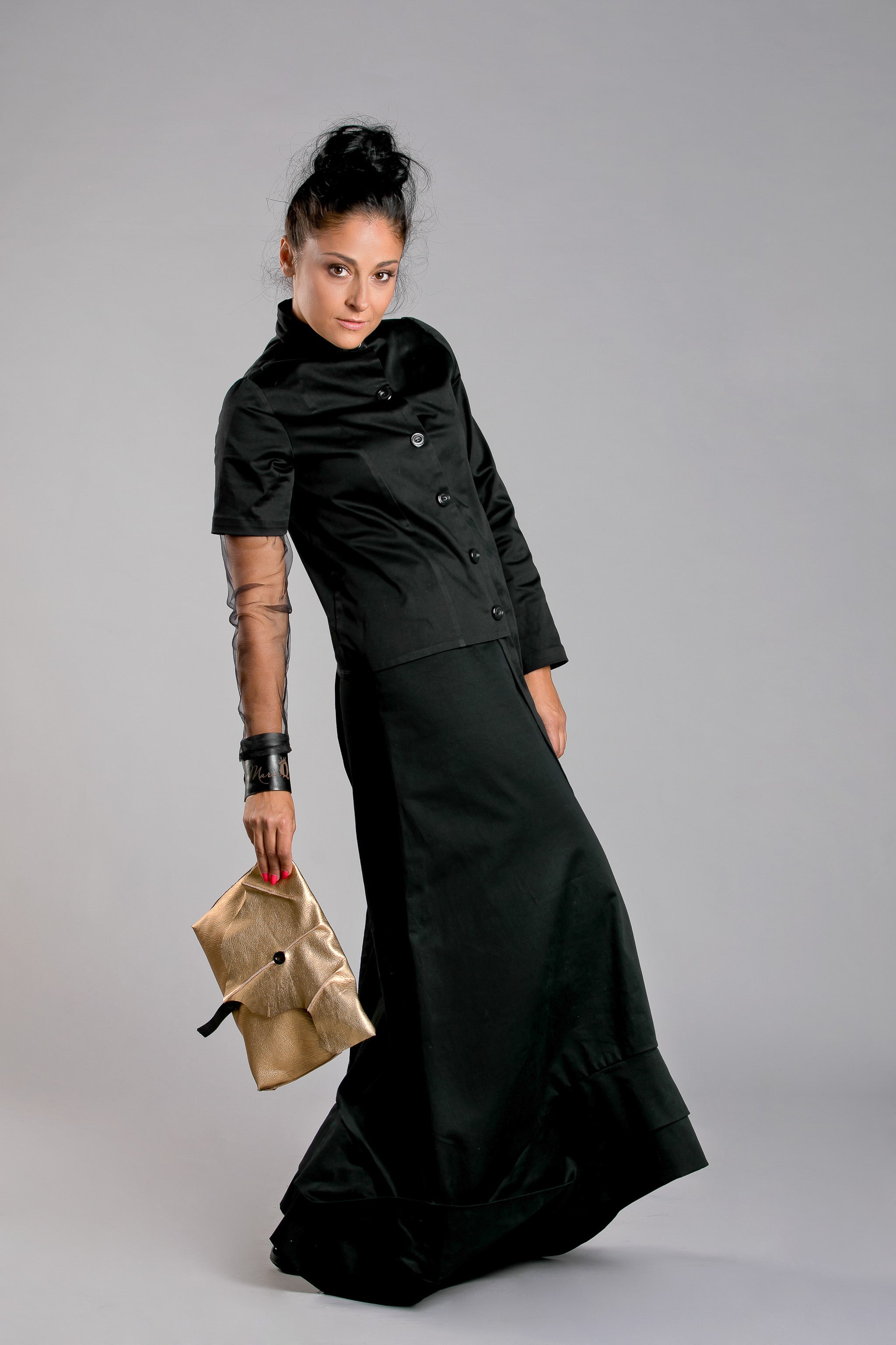 Maxi Jacket with Mesh Sleeve