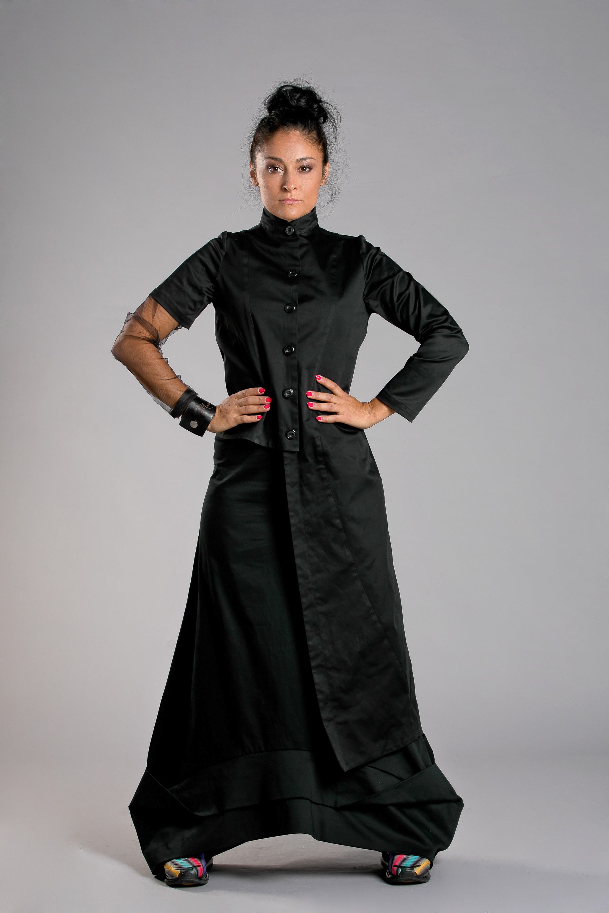 Maxi Jacket with Mesh Sleeve