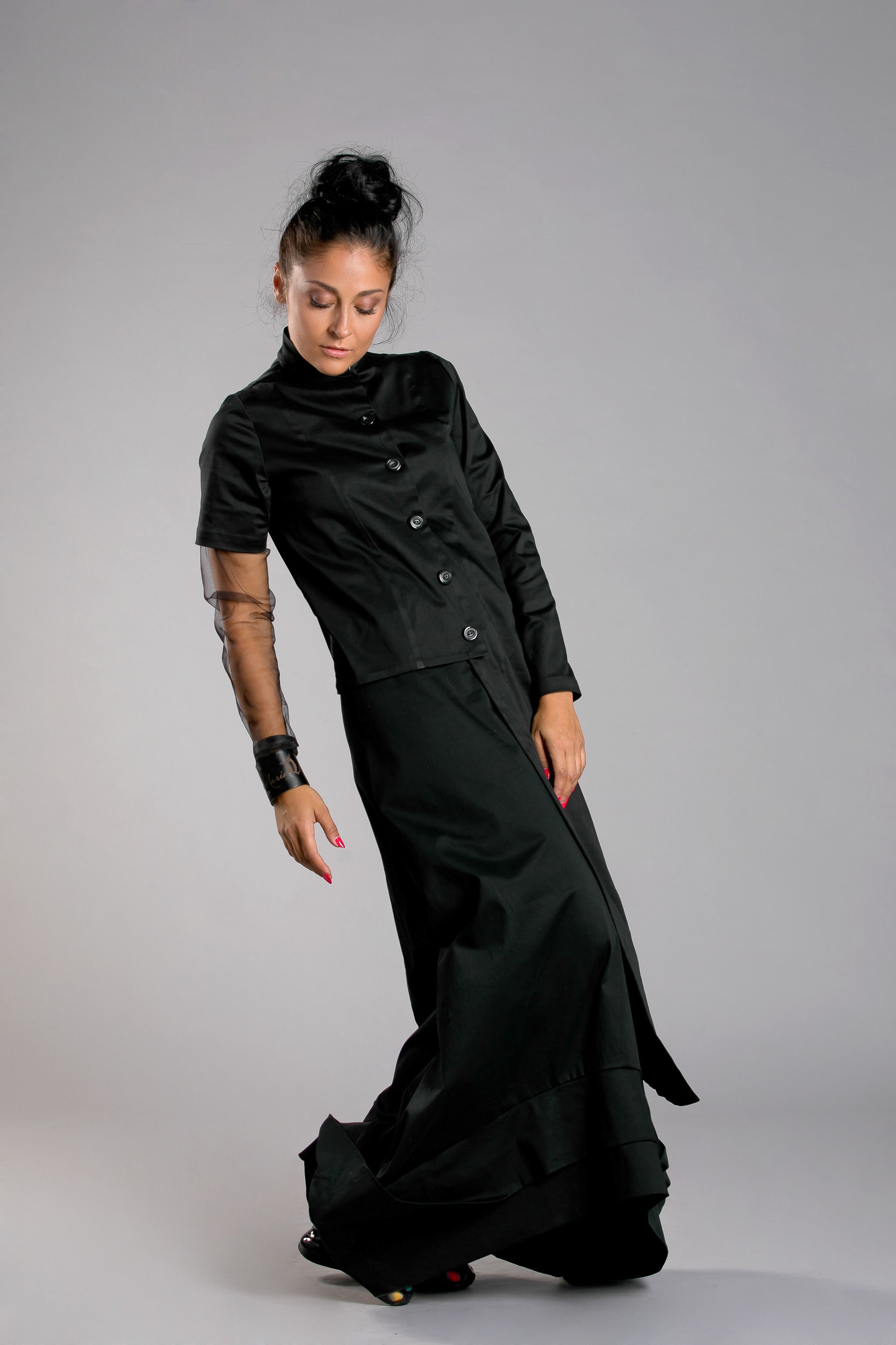 Maxi Jacket with Mesh Sleeve