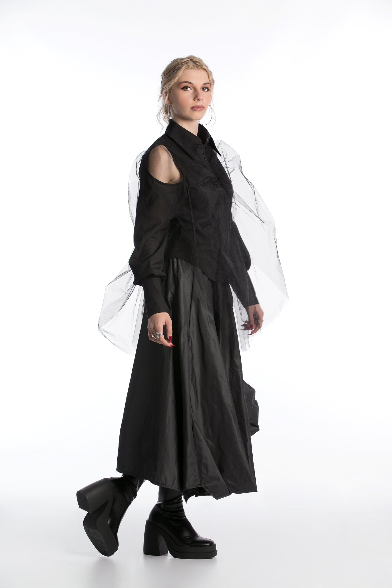 Asymmetrical Taffeta Skirt