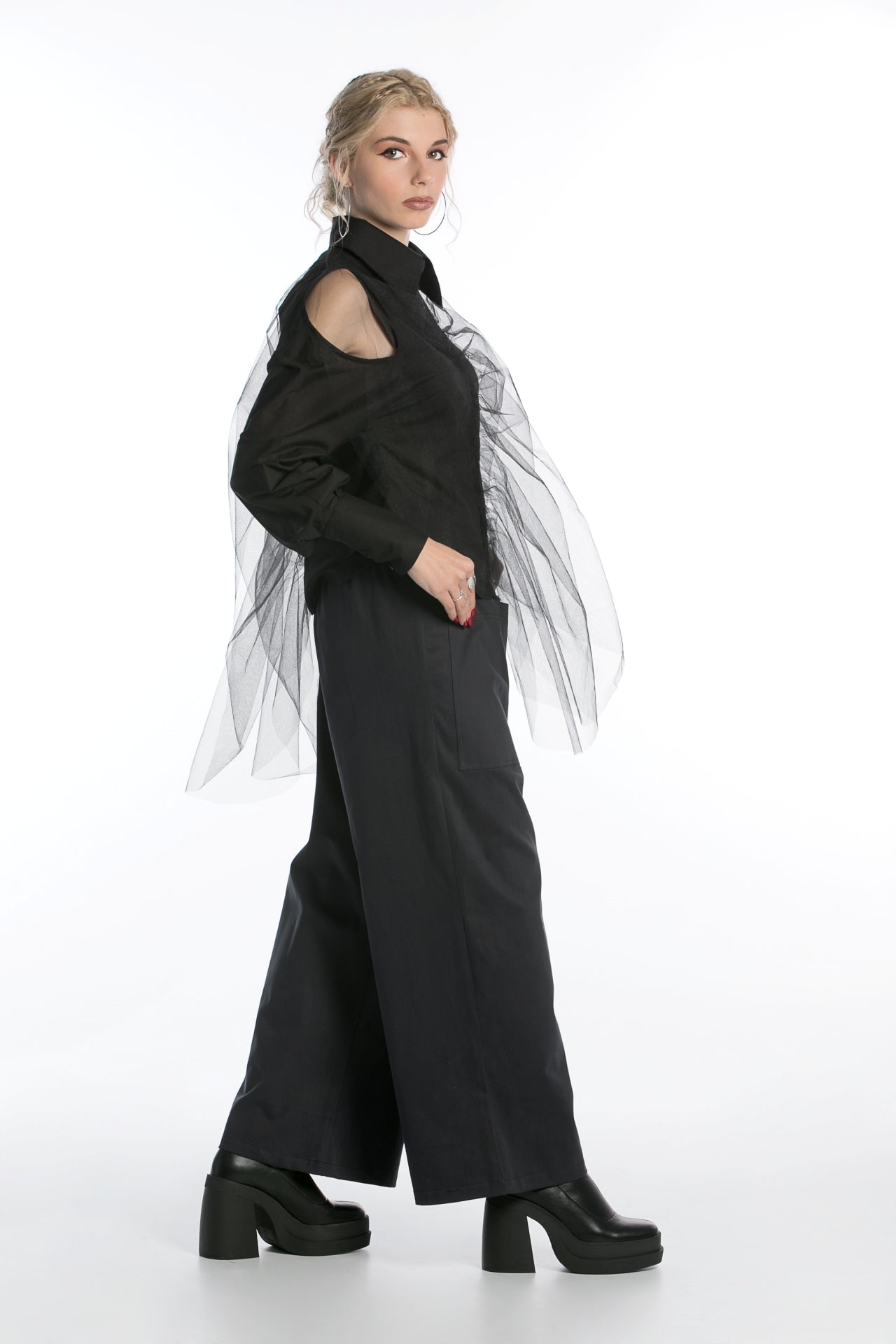 Wide Leg Women's Pants In Black