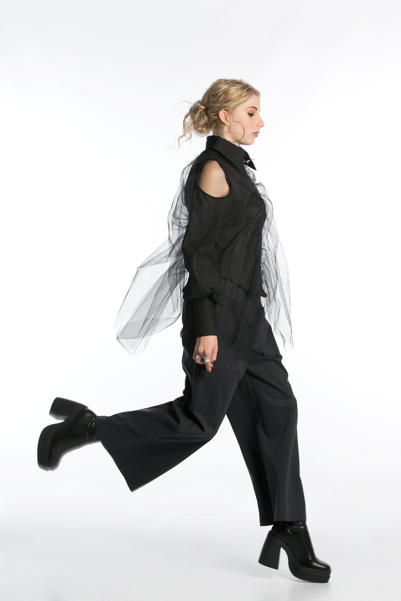 Wide Leg Women's Pants In Black