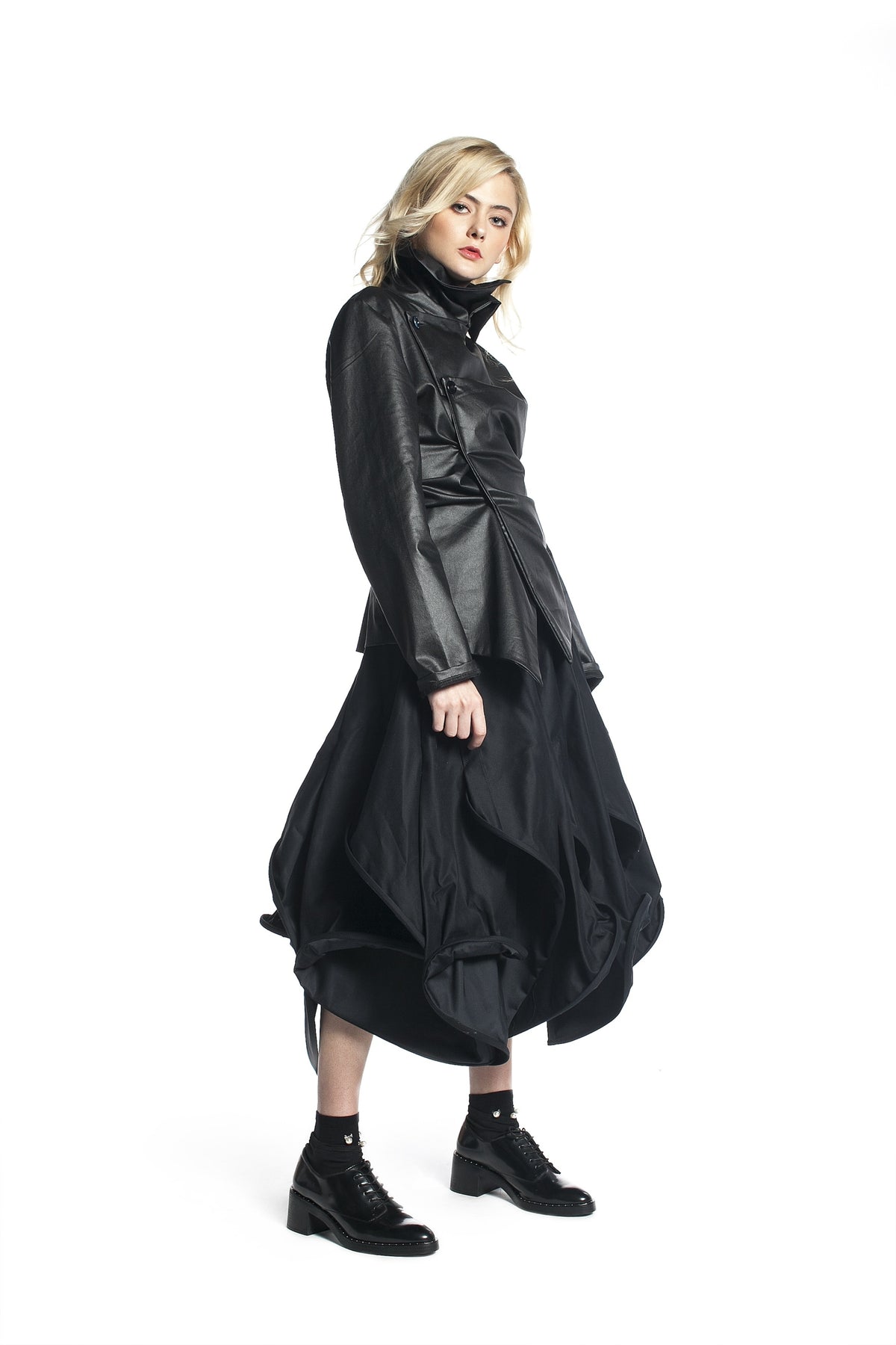 Jackie™ Vintage Washed High Neck Asymmetric Jacket