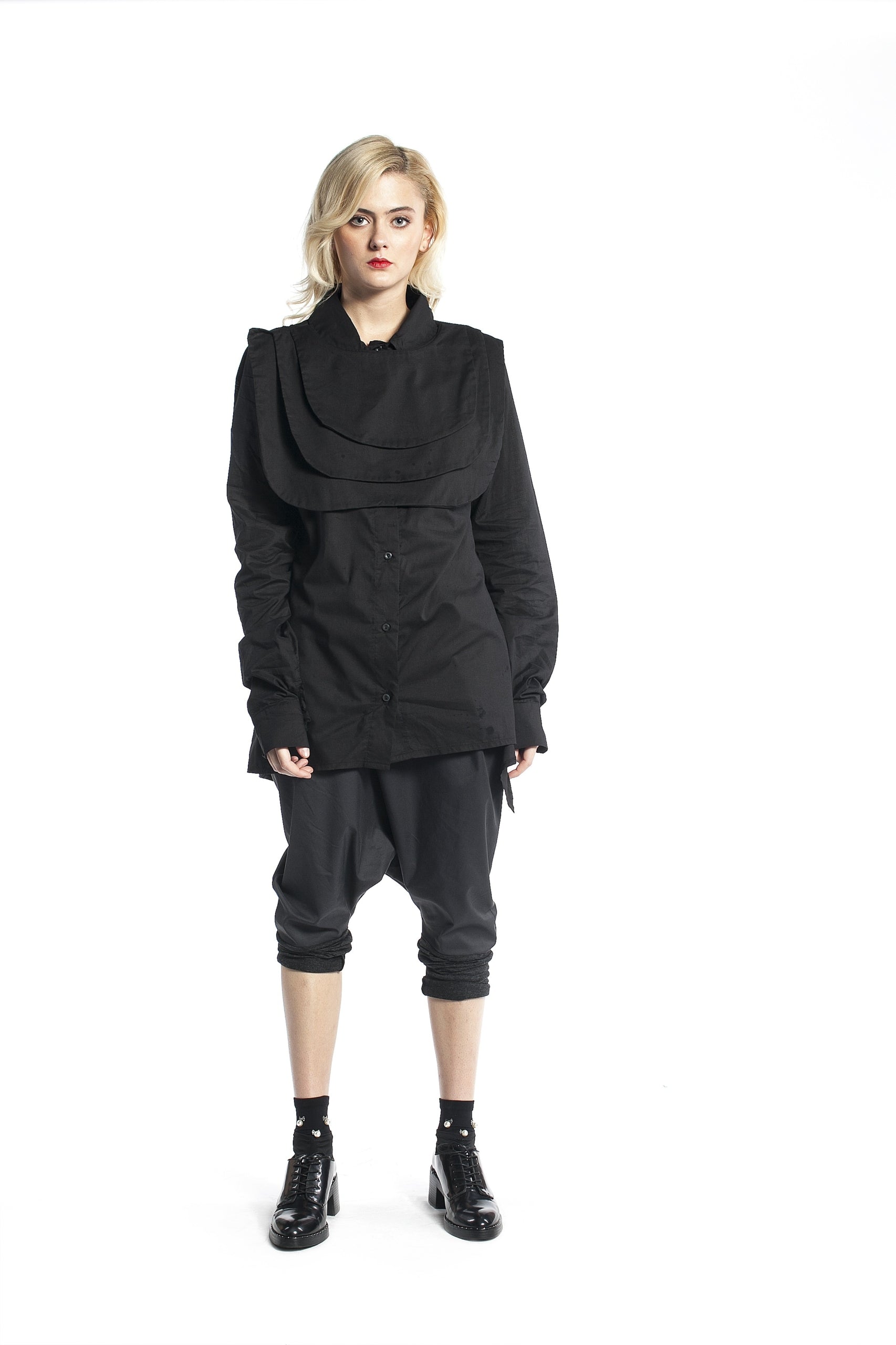 Black Shirt with Jabot