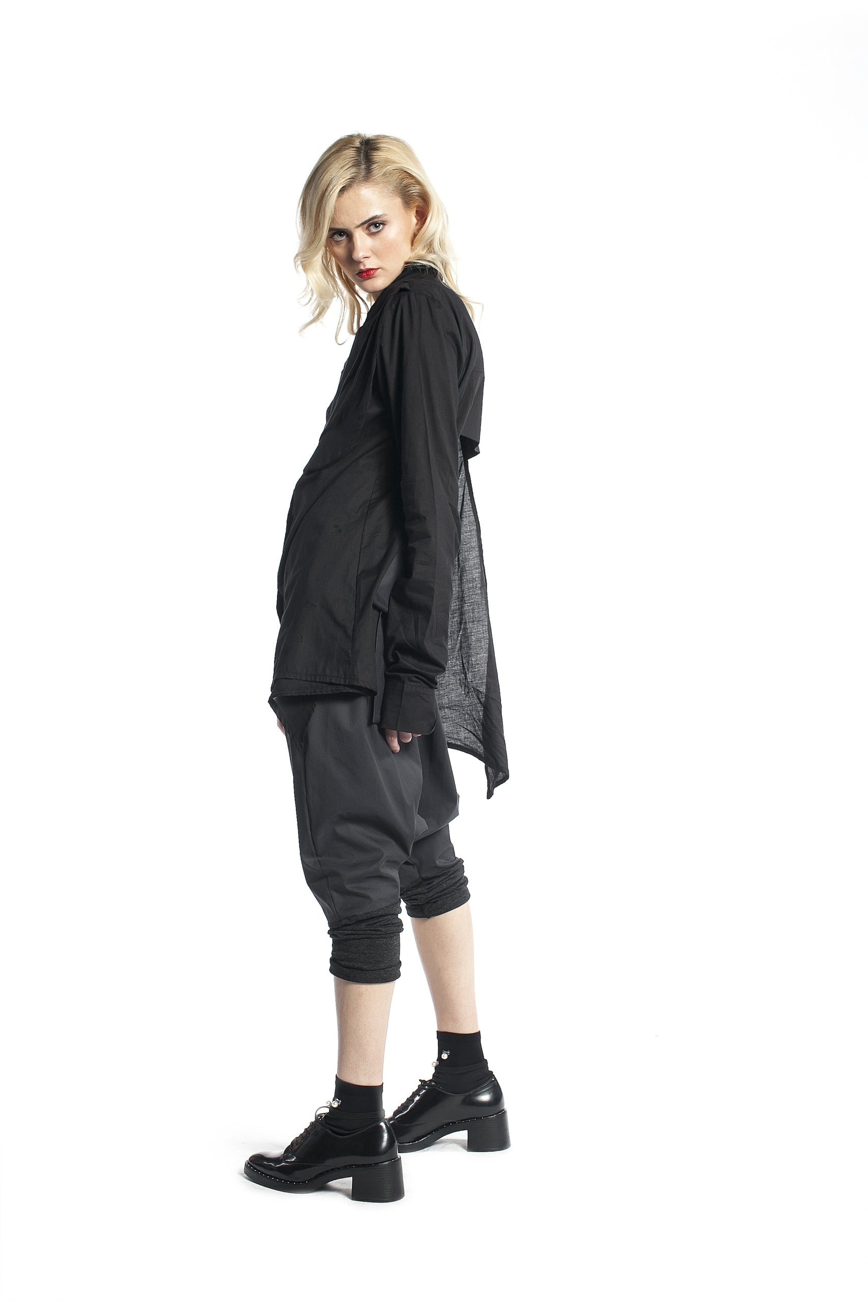 Black Shirt with Jabot