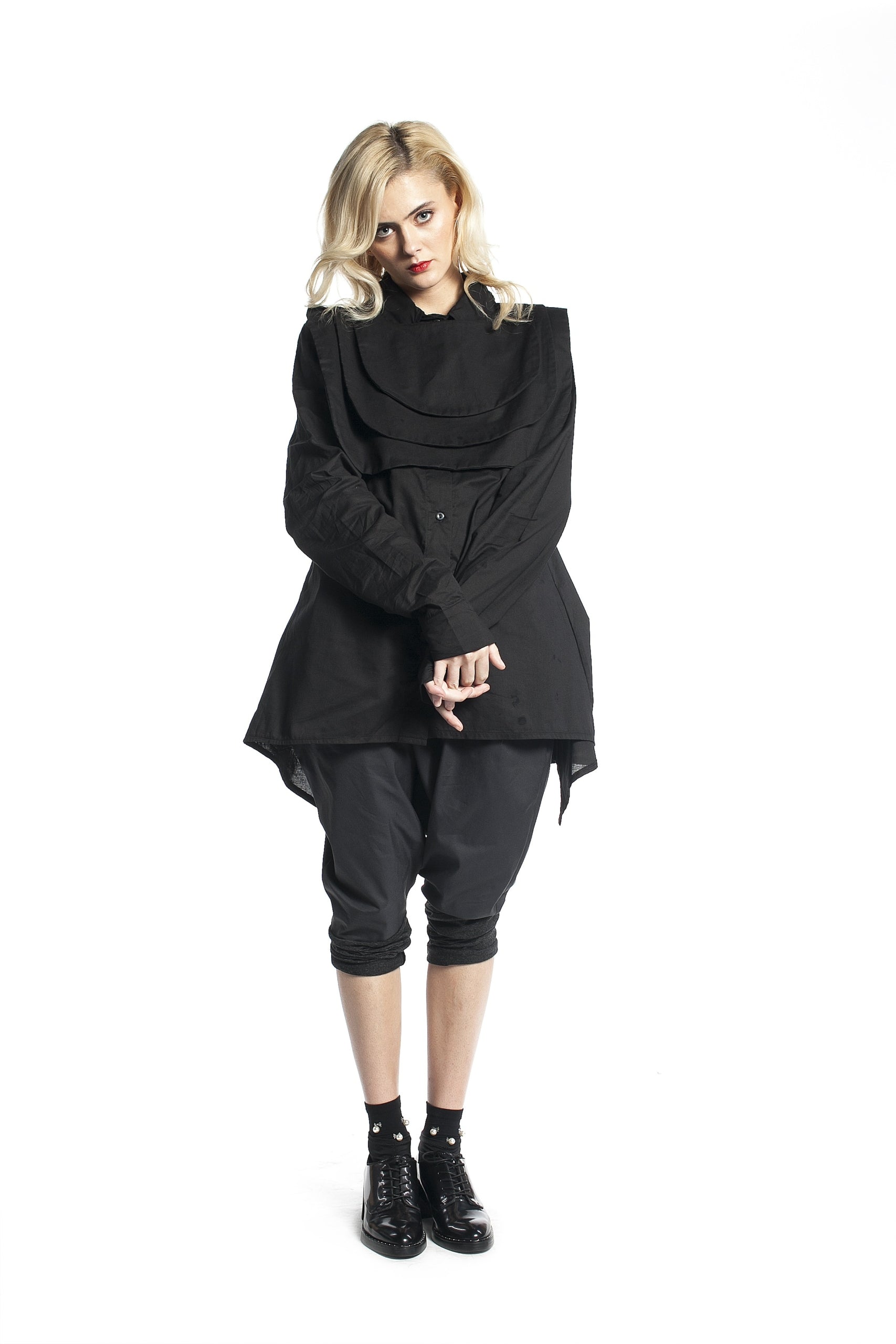 Black Shirt with Jabot