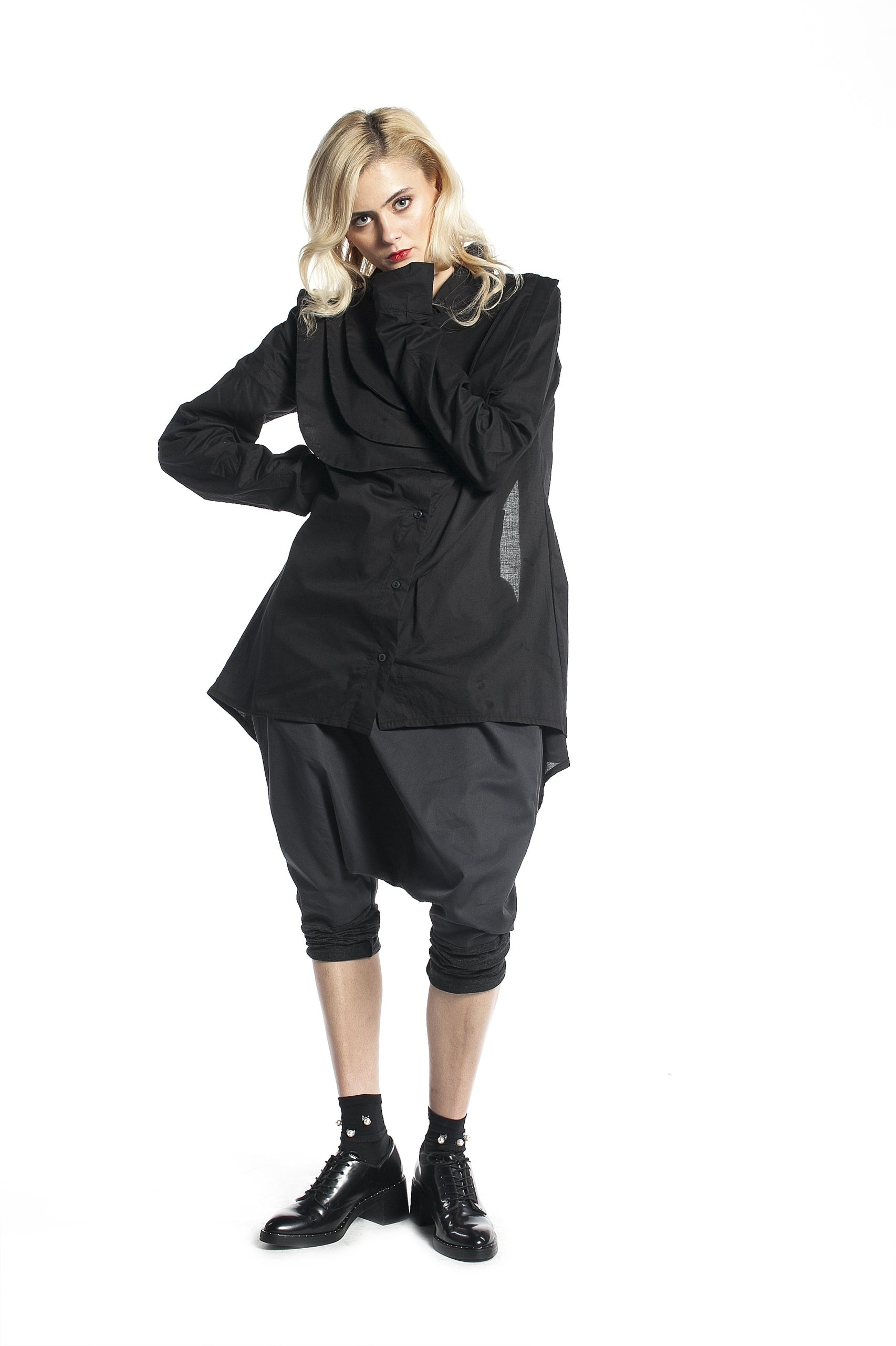 Black Shirt with Jabot