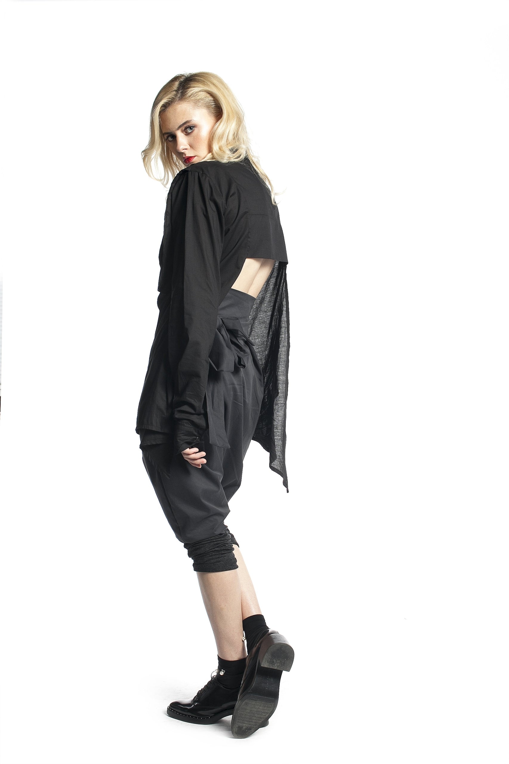 Black Shirt with Jabot