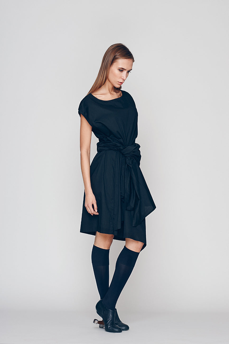 Navy Blue Wrap Dress White / M