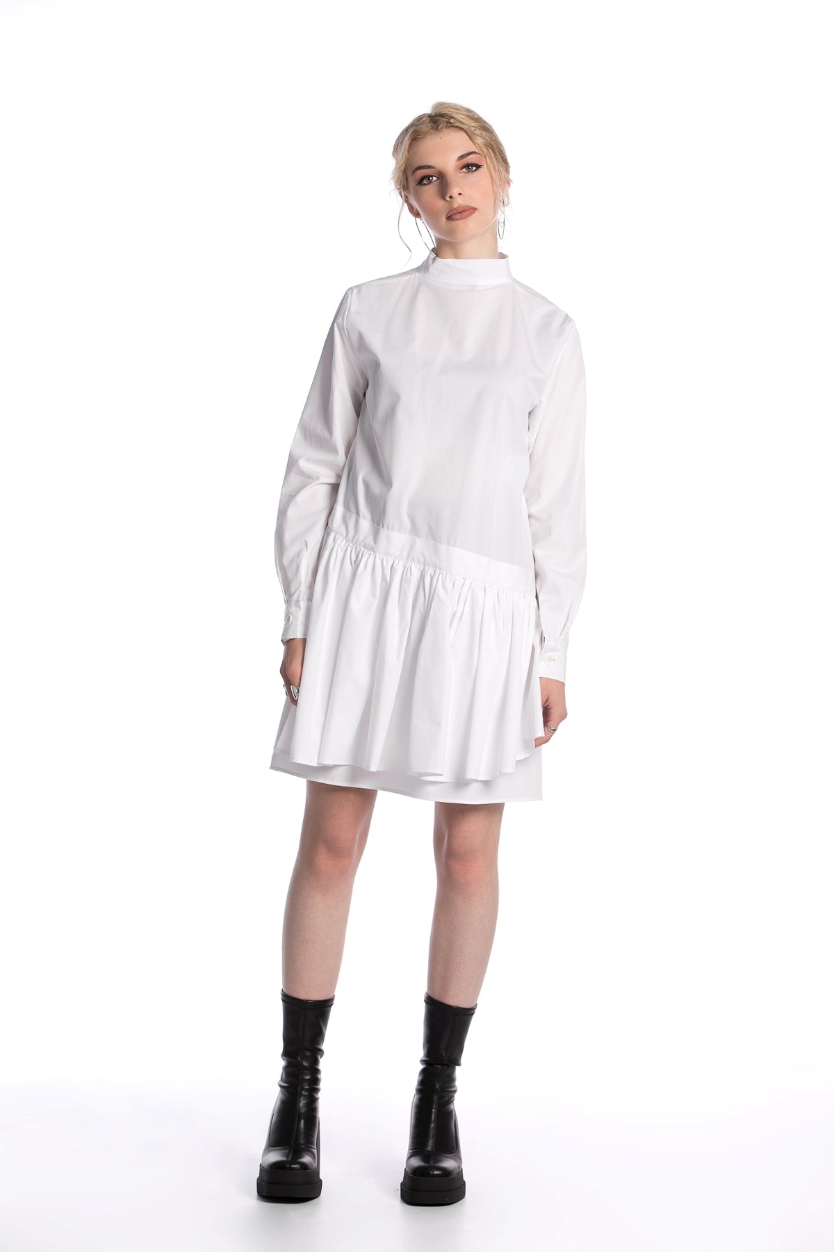 Short White Cotton Dress Black / XXL