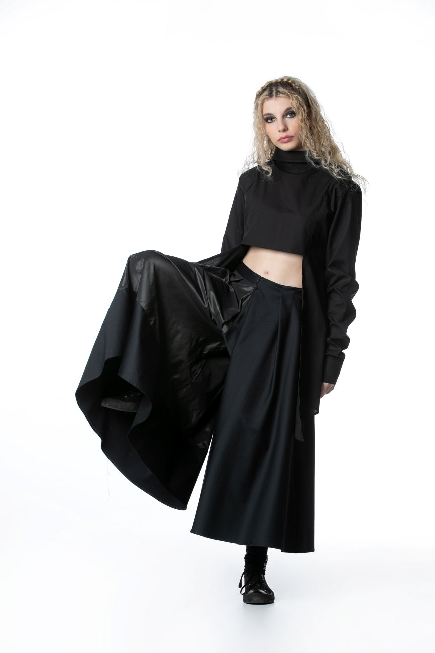 High Waist Skirt Pants with Pockets