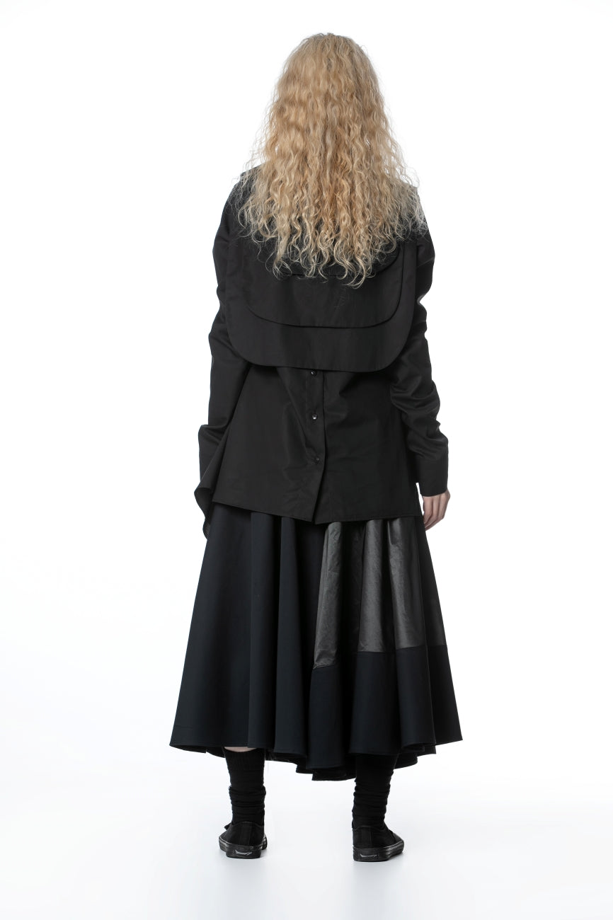 Black Asymmetrical Shirt With Jabot