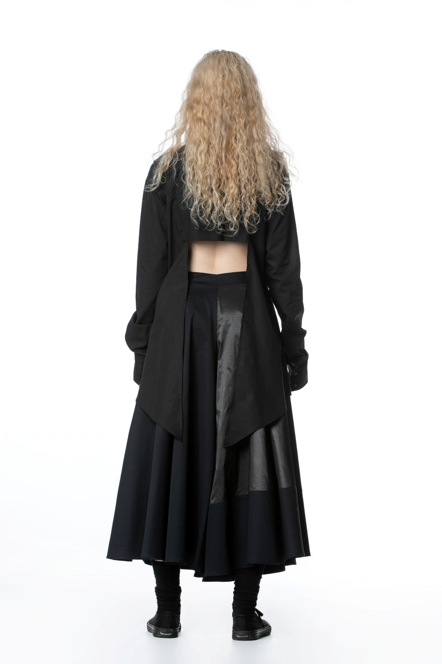 Black Asymmetrical Shirt With Jabot