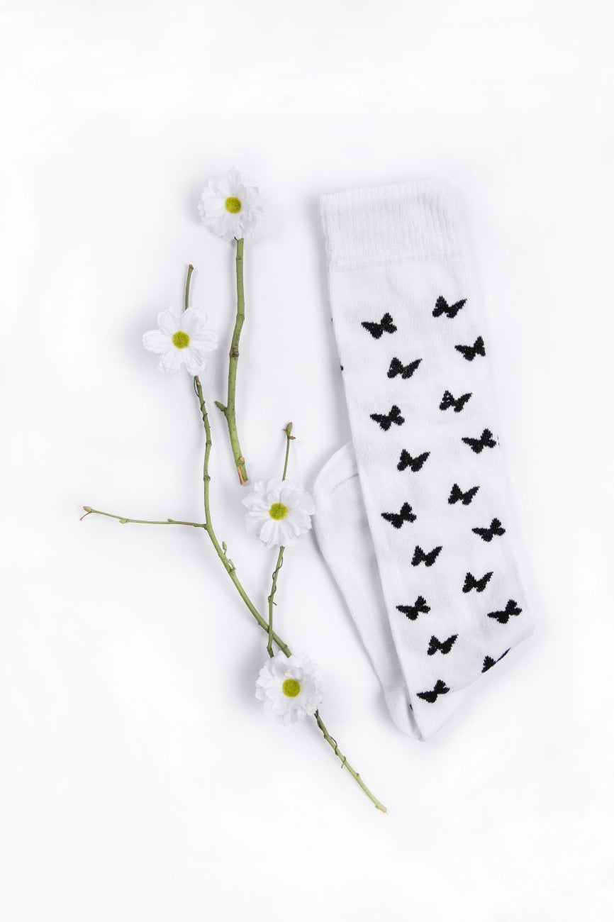 White Butterfly Socks