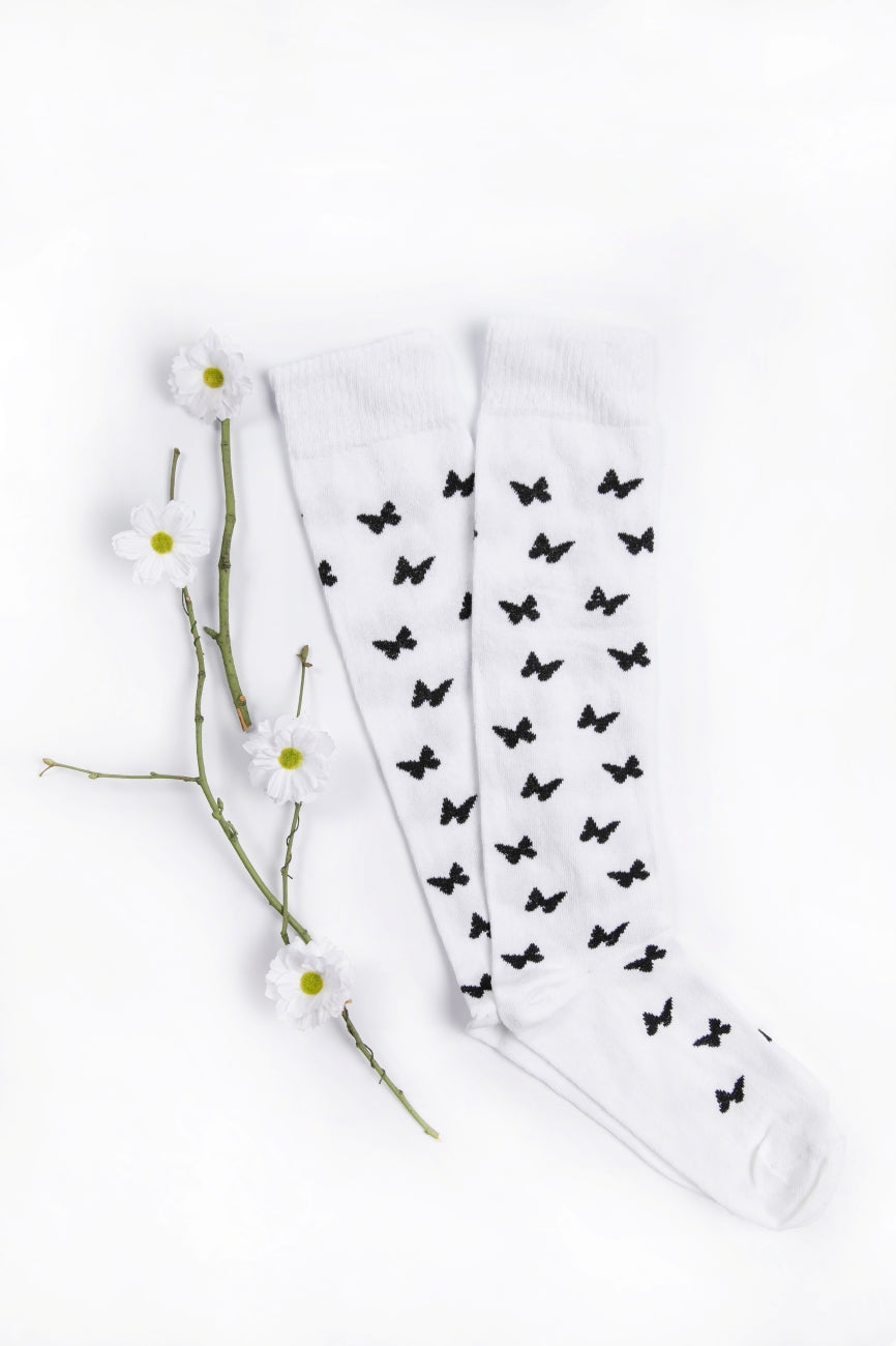 White Butterfly Socks