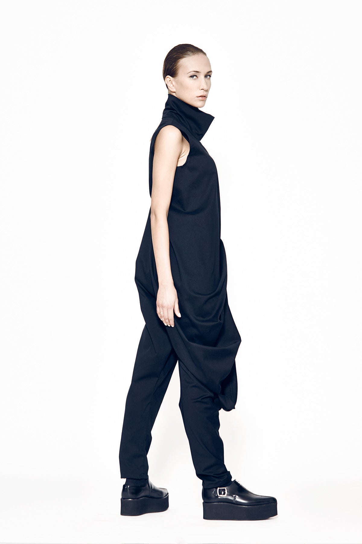 Black Asymmetrical Loose Jumpsuit